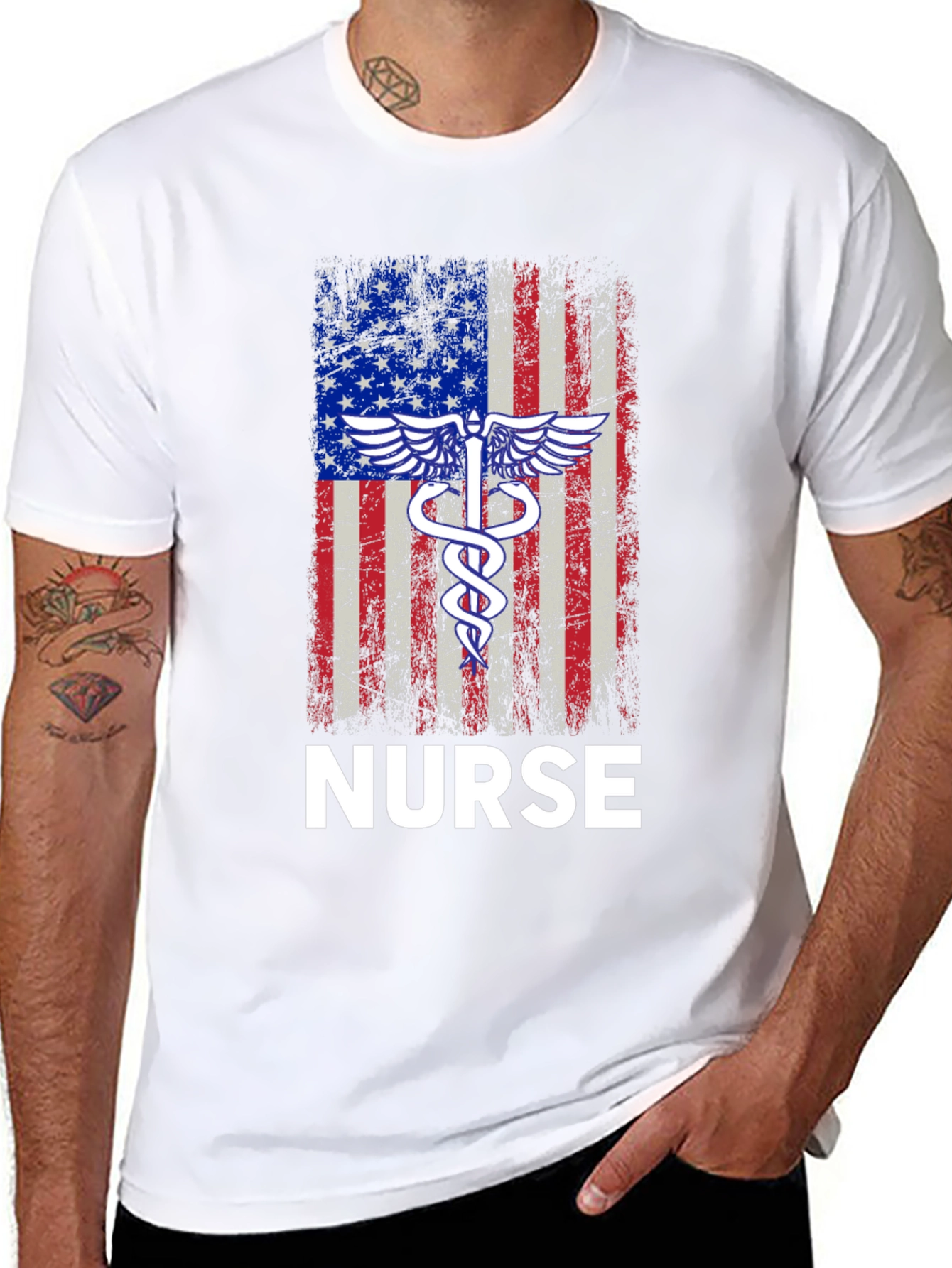 American Flag Nurse T-Shirt - Patriotic RN Apparel