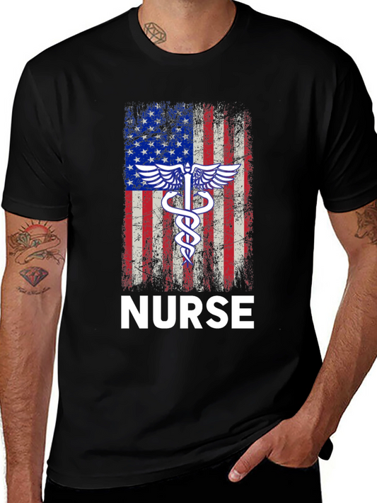 American Flag Nurse T-Shirt - Patriotic RN Apparel