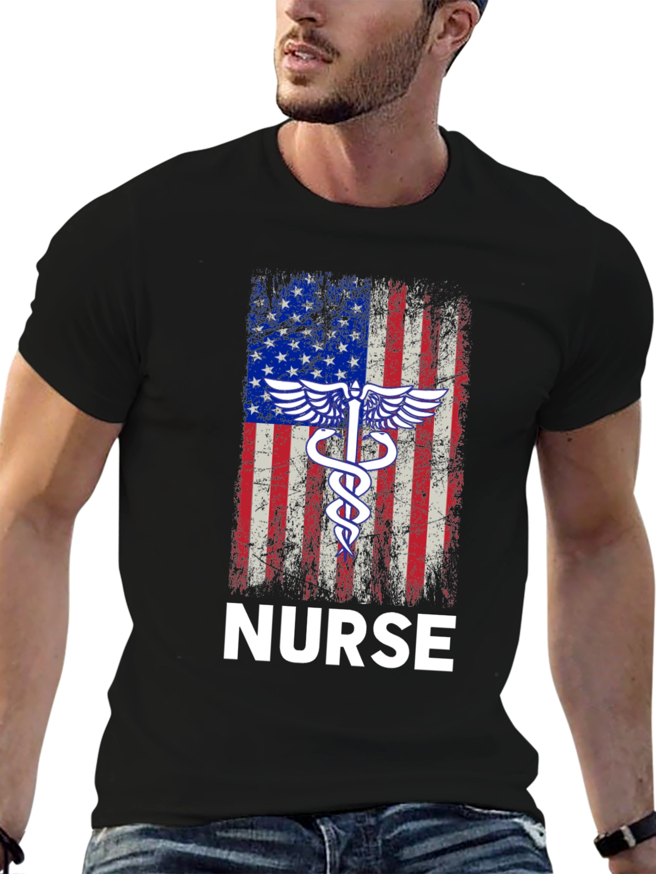 American Flag Nurse T-Shirt - Patriotic RN Apparel