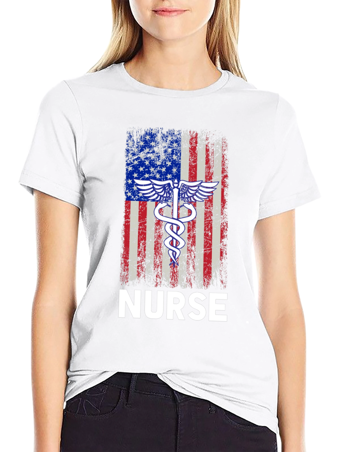 American Flag Nurse T-Shirt - Patriotic RN Apparel