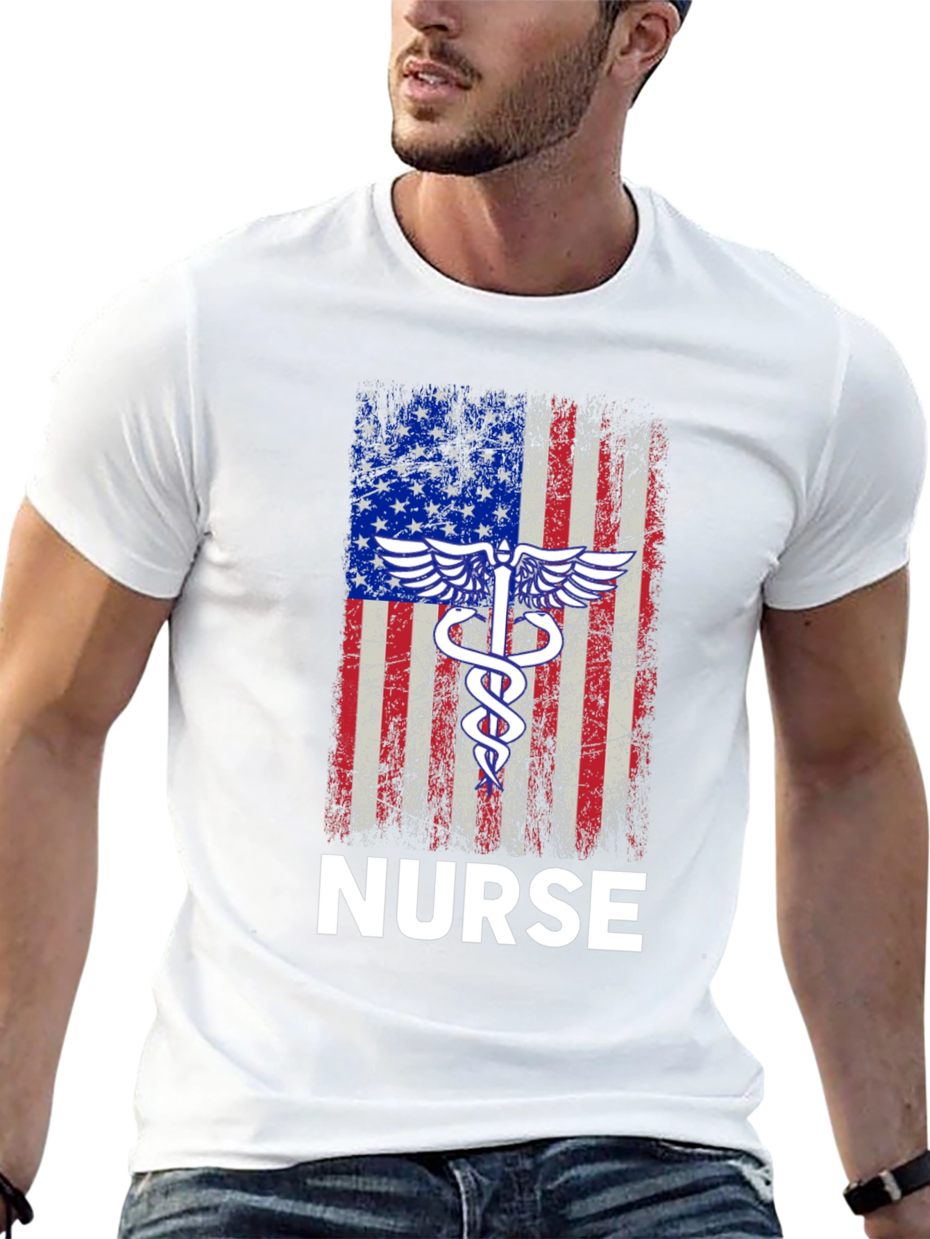 American Flag Nurse T-Shirt - Patriotic RN Apparel