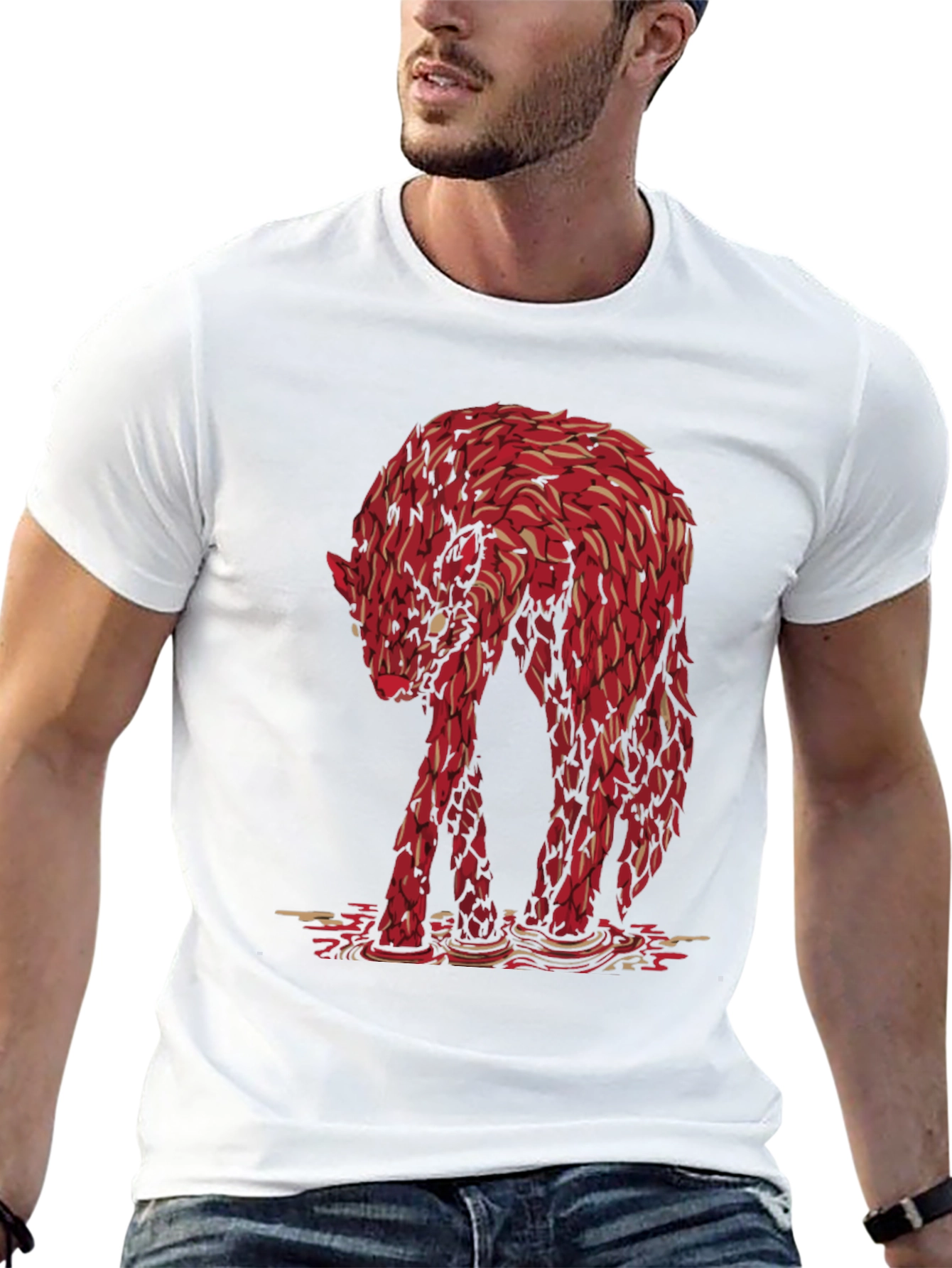 Red Wolf Graphic Tee - Unique Animal Design