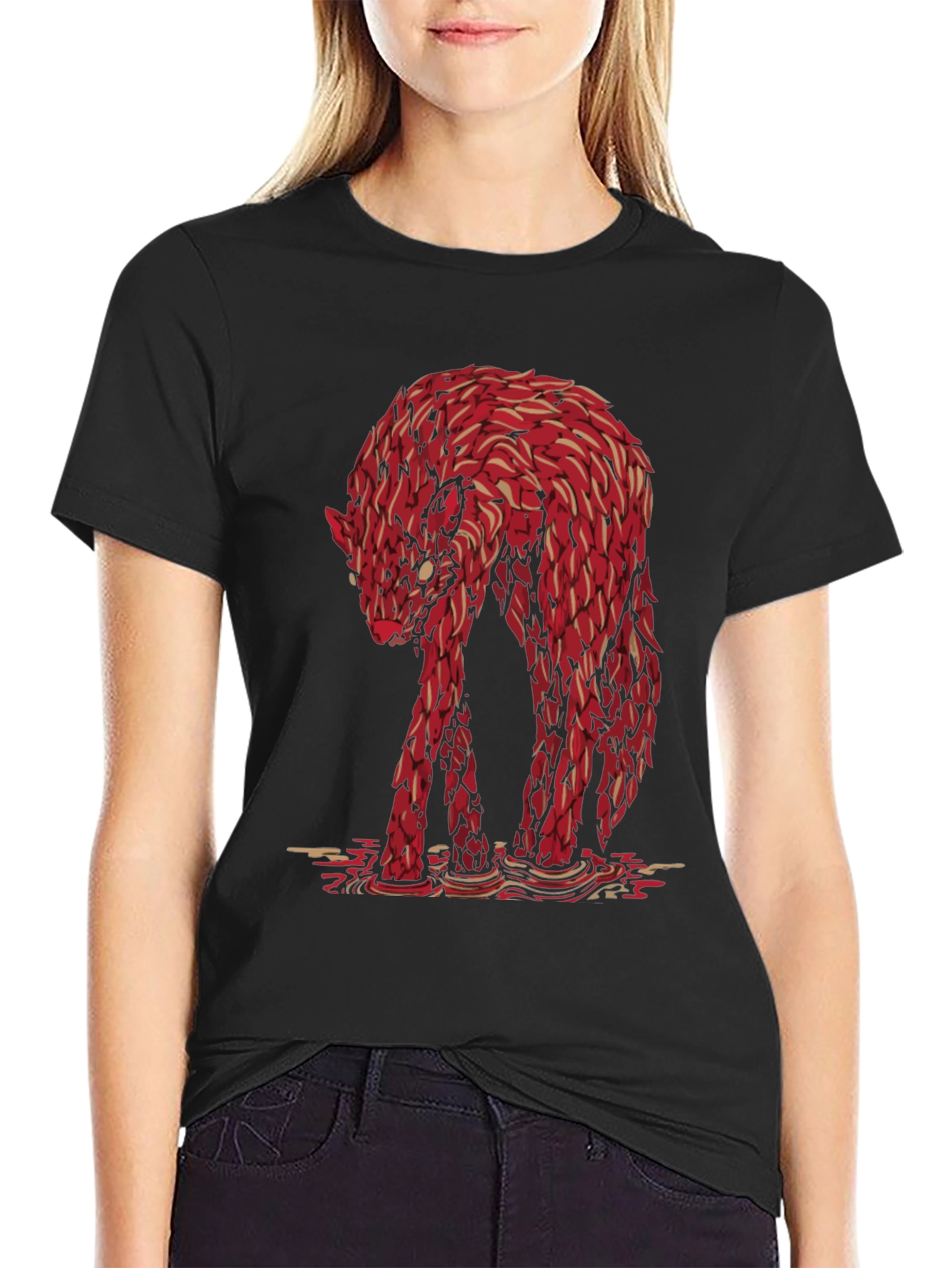 Red Wolf Graphic Tee - Unique Animal Design