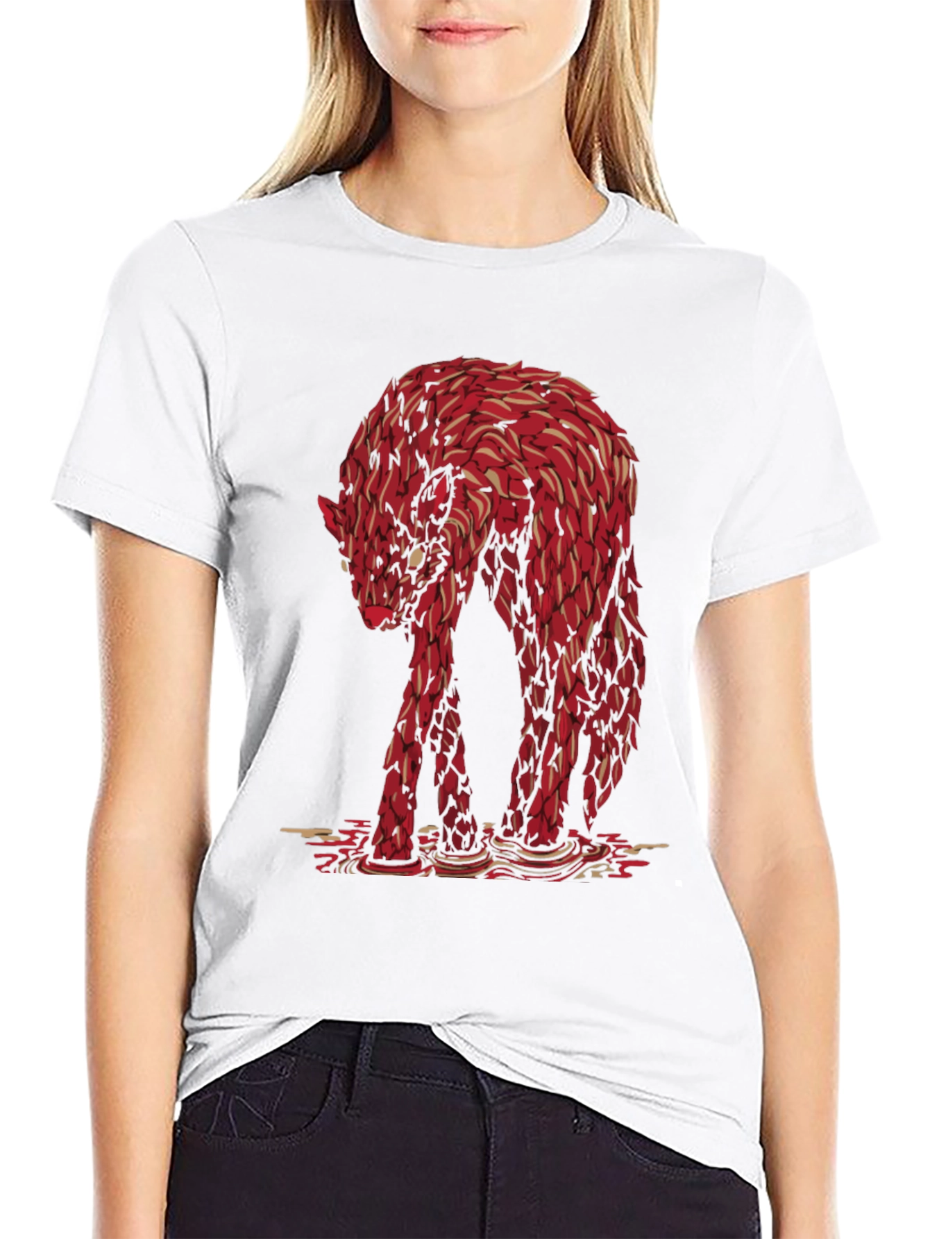 Red Wolf Graphic Tee - Unique Animal Design