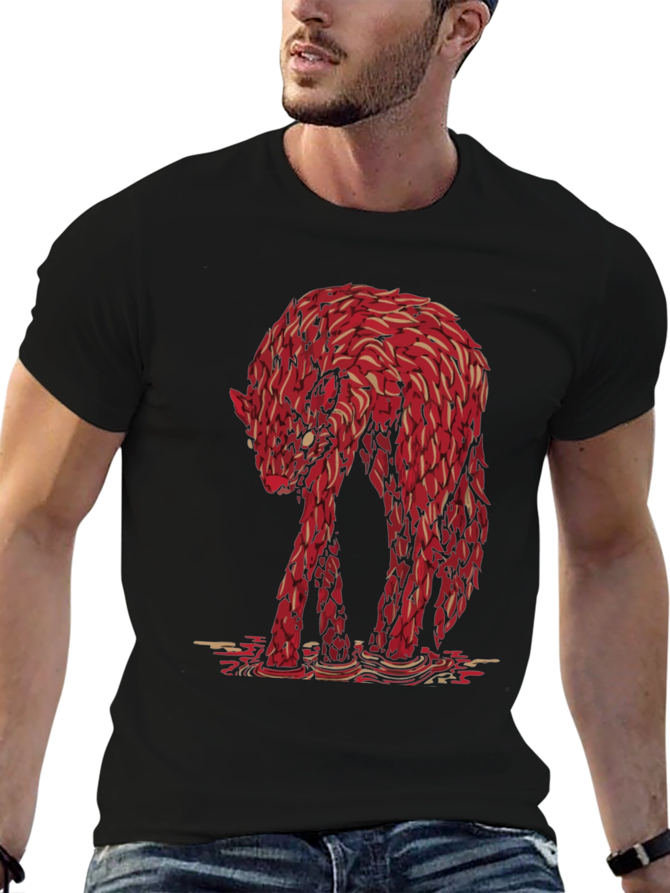 Red Wolf Graphic Tee - Unique Animal Design