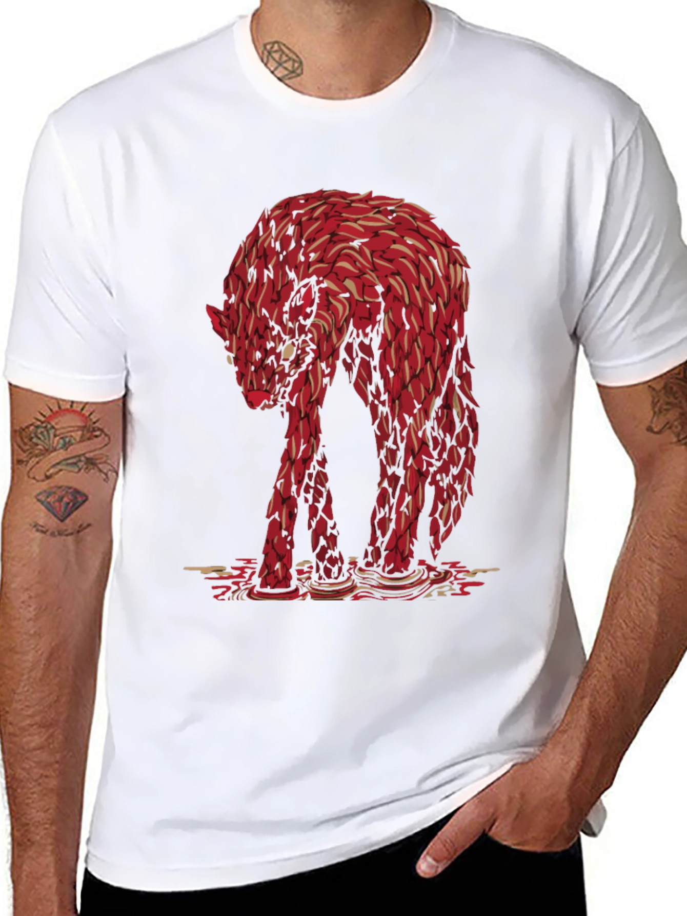 Red Wolf Graphic Tee - Unique Animal Design