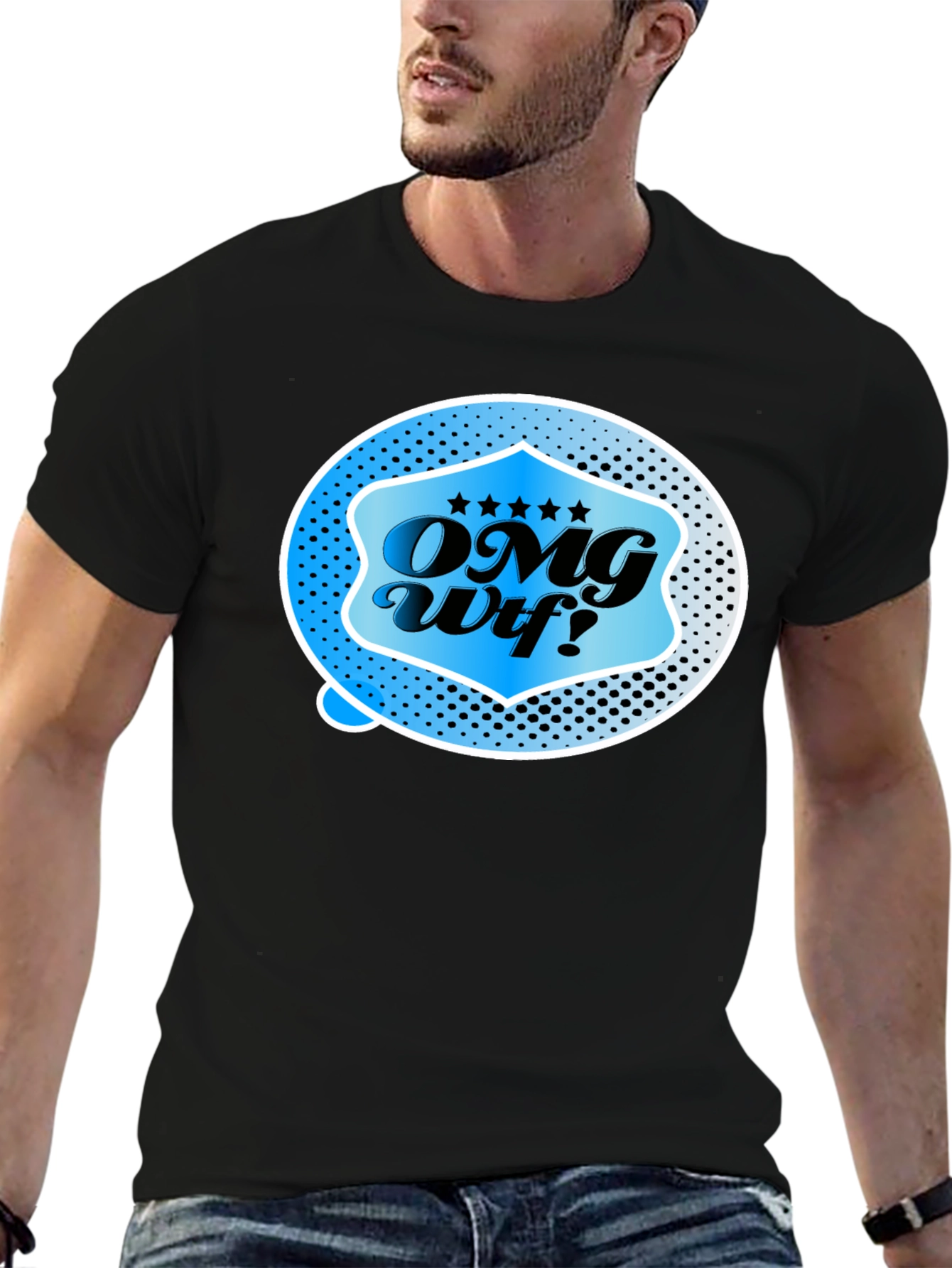 OMG Wtf! Graphic T-Shirt - Black Casual Tee
