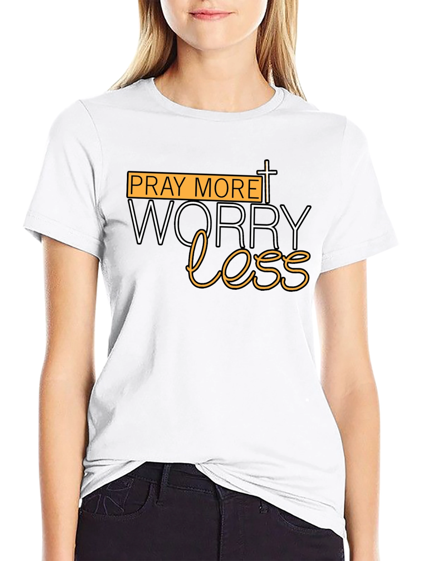 Pray More Worry Less Christian T-Shirt