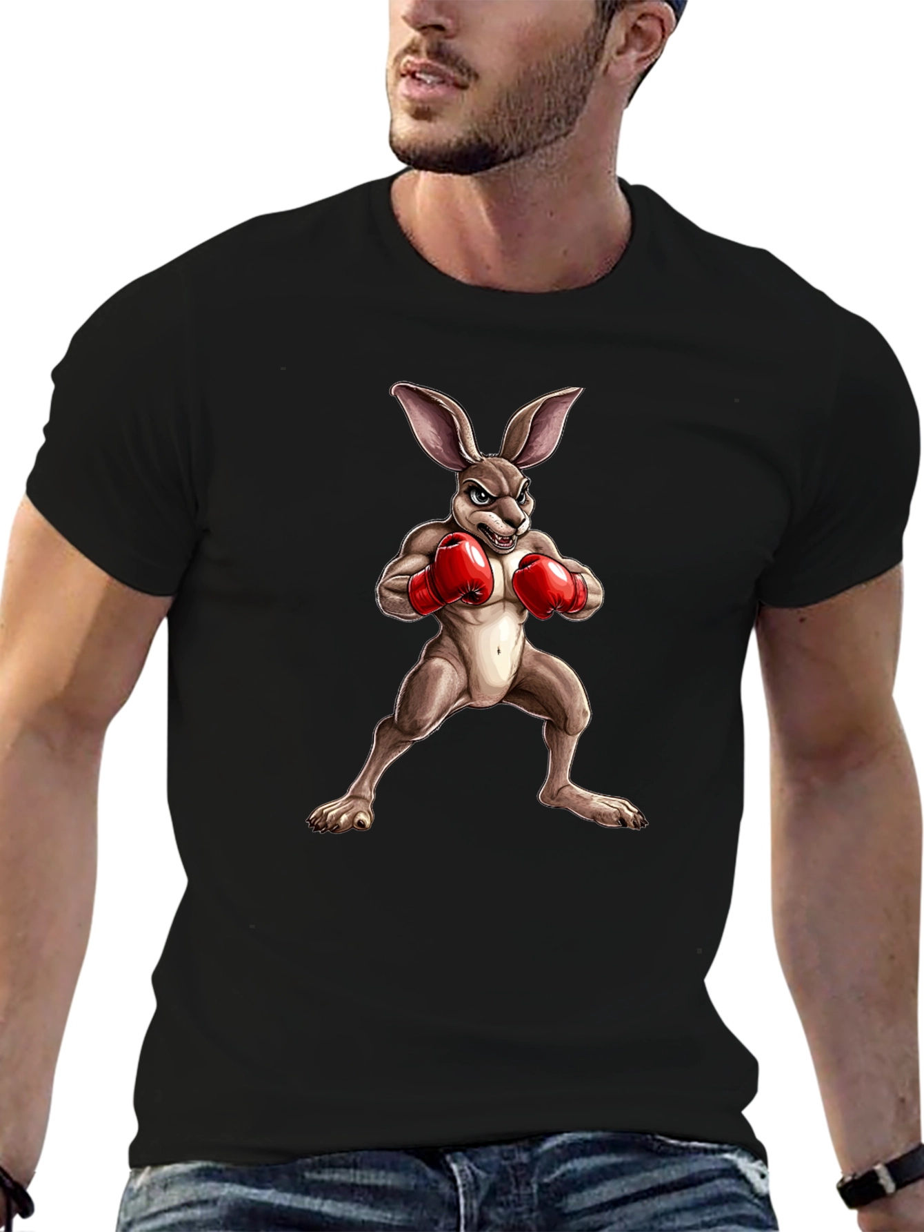 Boxing Bunny Graphic Tee - Black