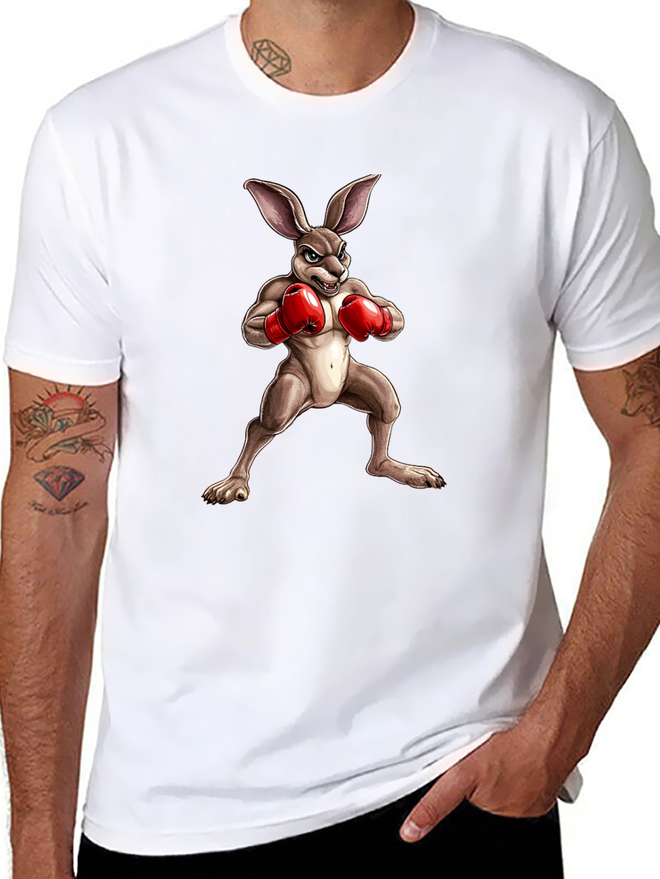 Boxing Bunny Graphic Tee - Black