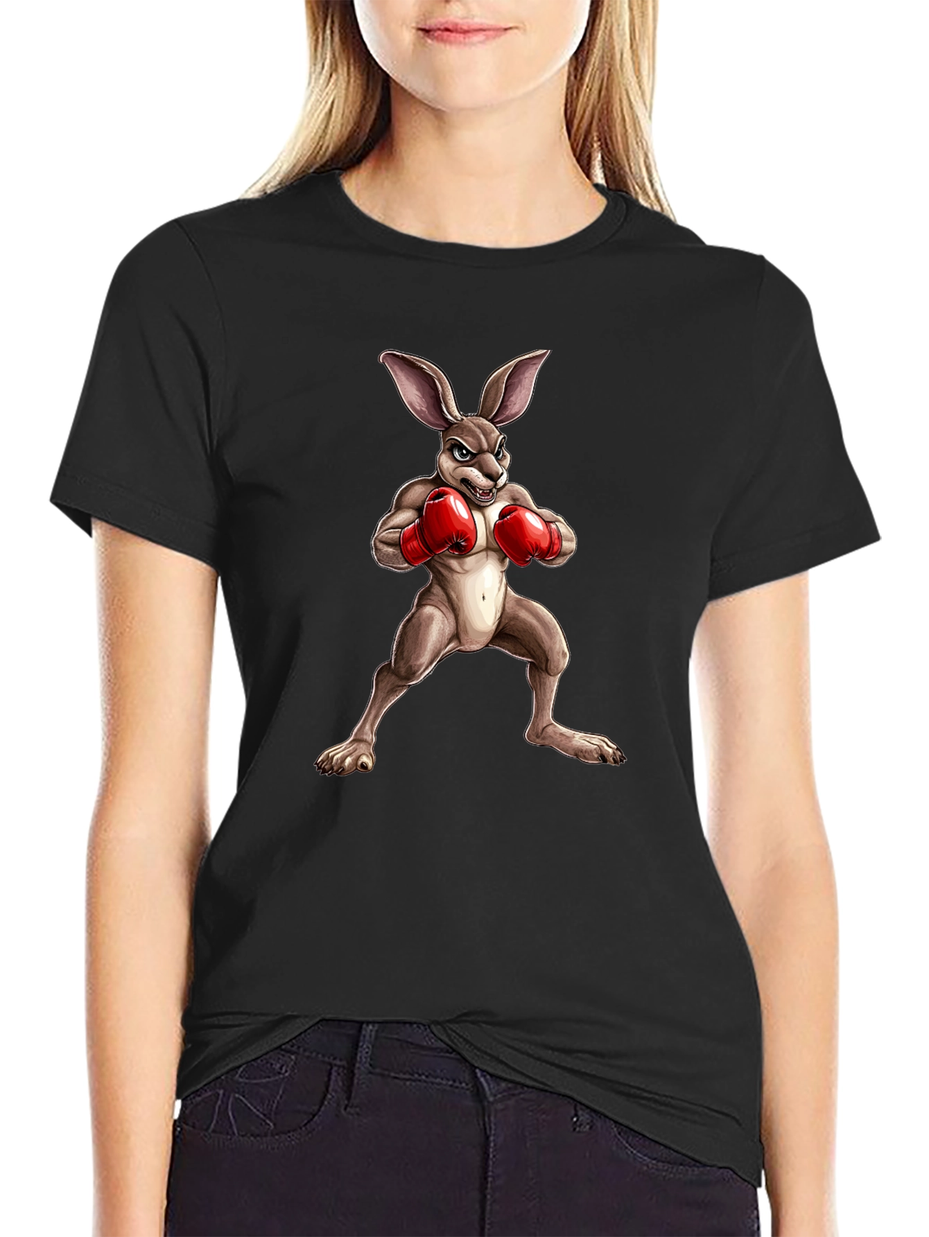Boxing Bunny Graphic Tee - Black