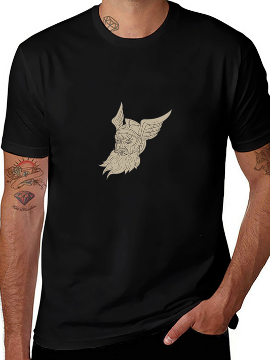 Viking Warrior Graphic Tee - Black Cotton Blend