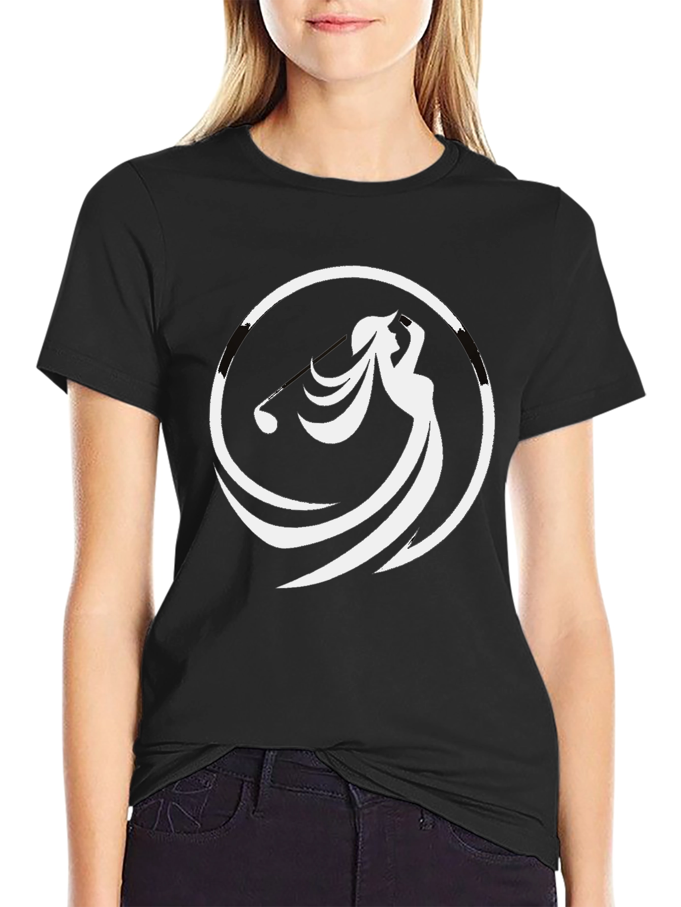 Ladies Golf Silhouette Black Tee