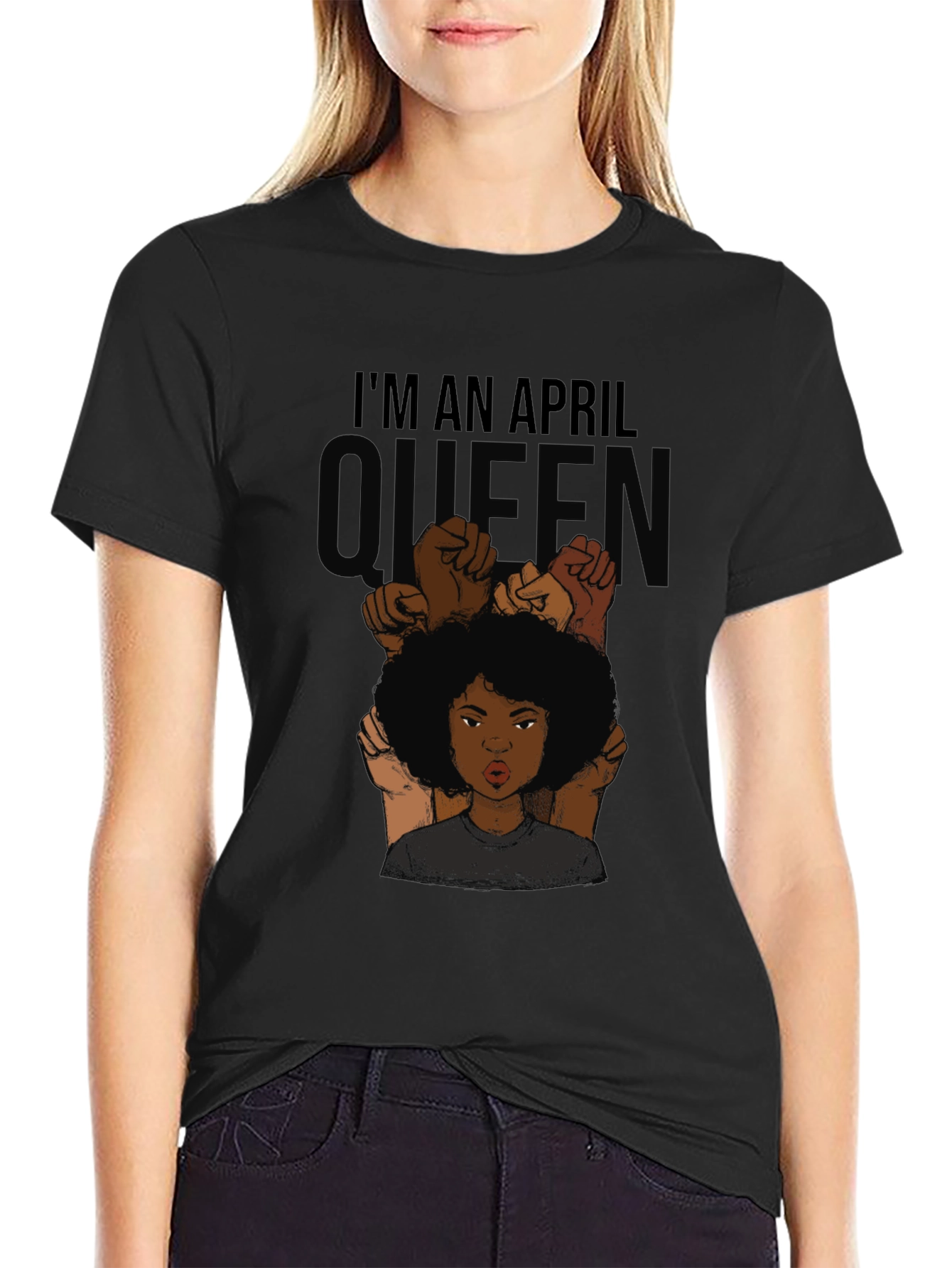 April Queen Graphic T-Shirt - Black