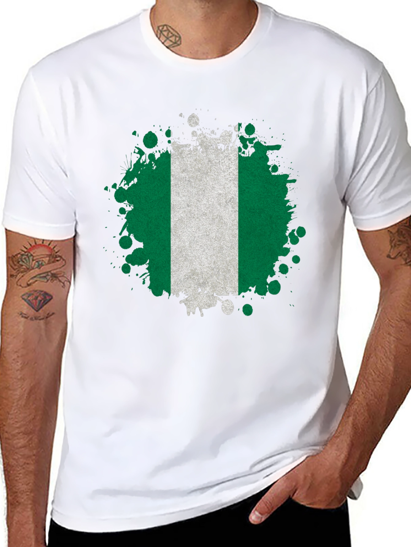 Nigeria Flag Splatter T-Shirt