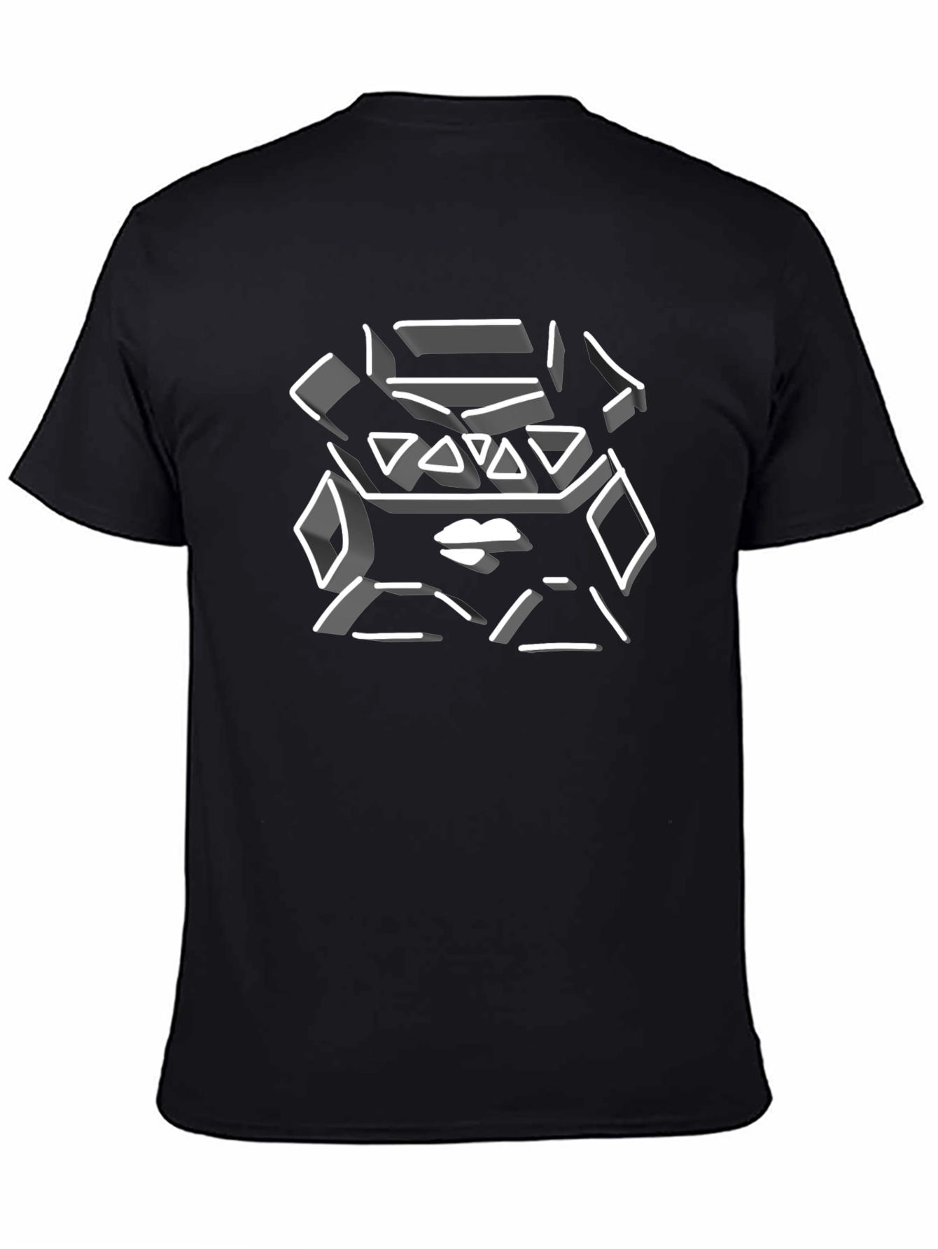 Abstract Geometric Lips Graphic Tee - Black