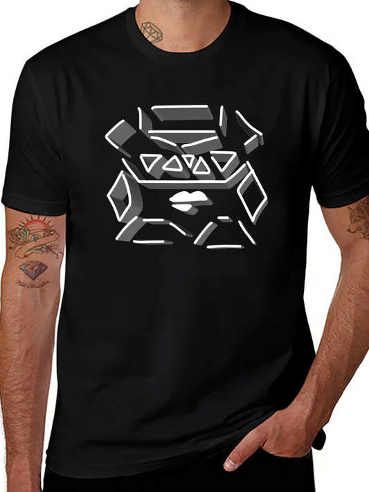 Abstract Geometric Lips Graphic Tee - Black