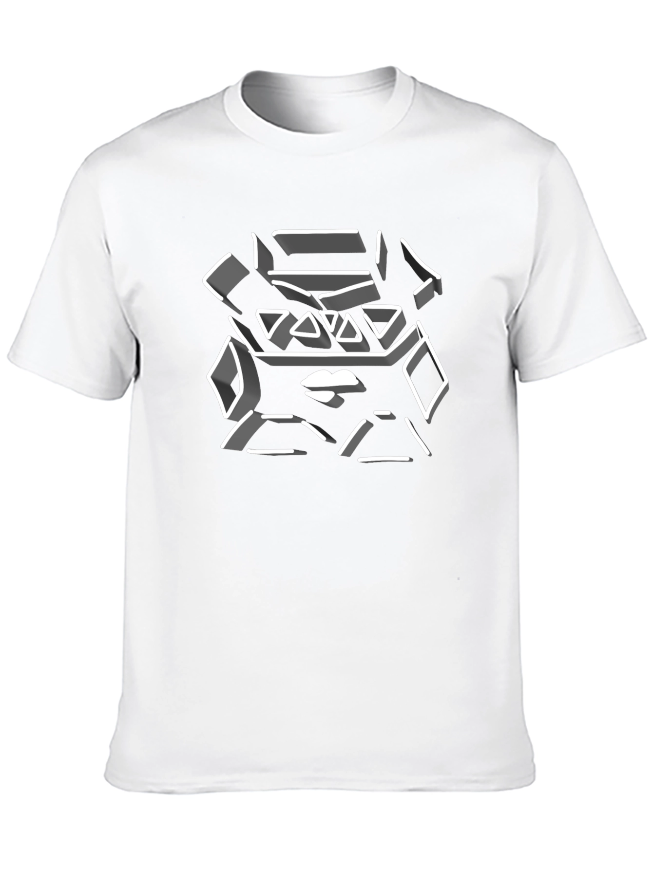 Abstract Geometric Lips Graphic Tee - Black