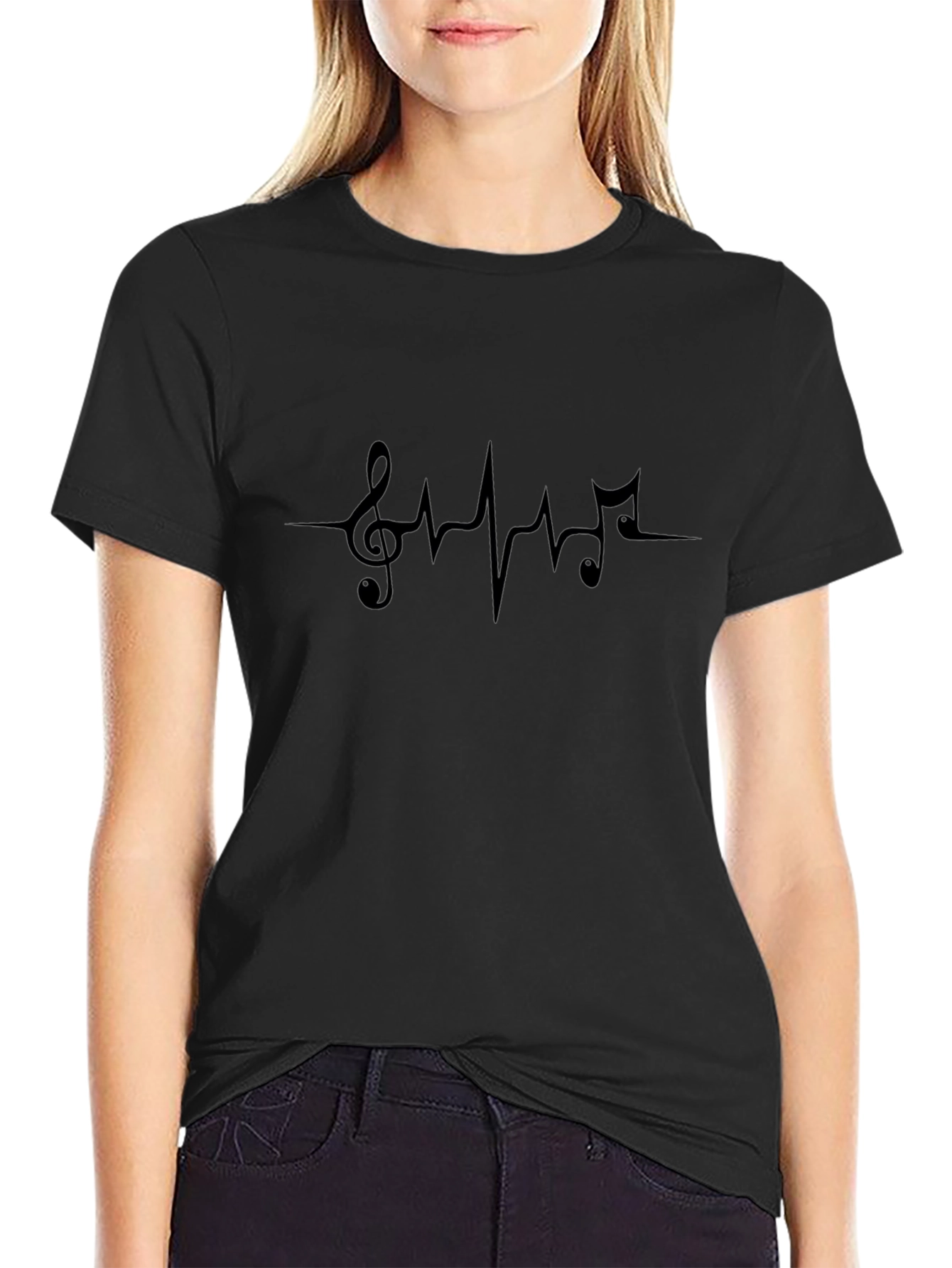 Musical Pulse T-Shirt - Treble Clef Heartbeat Tee