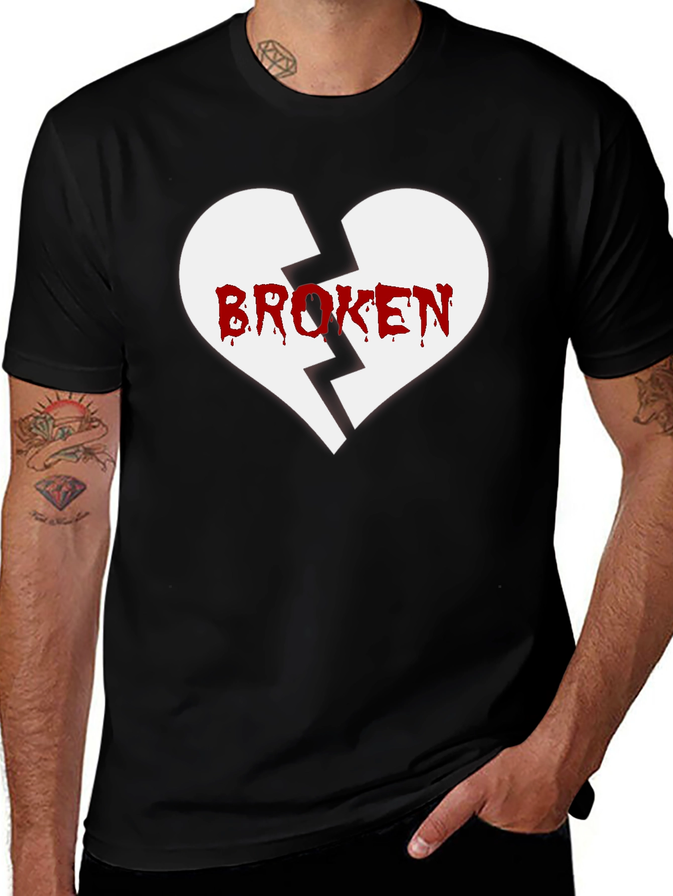 Broken Heart Graphic Tee - Mens Black T-Shirt