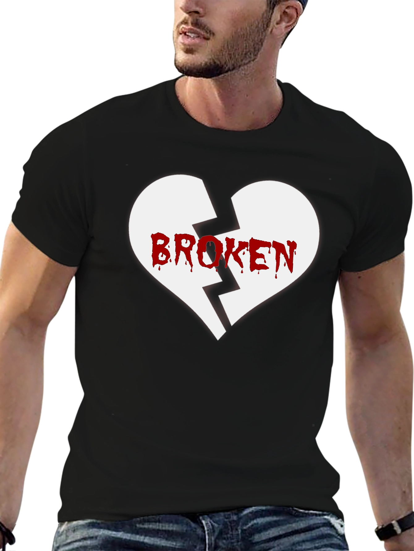 Broken Heart Graphic Tee - Mens Black T-Shirt