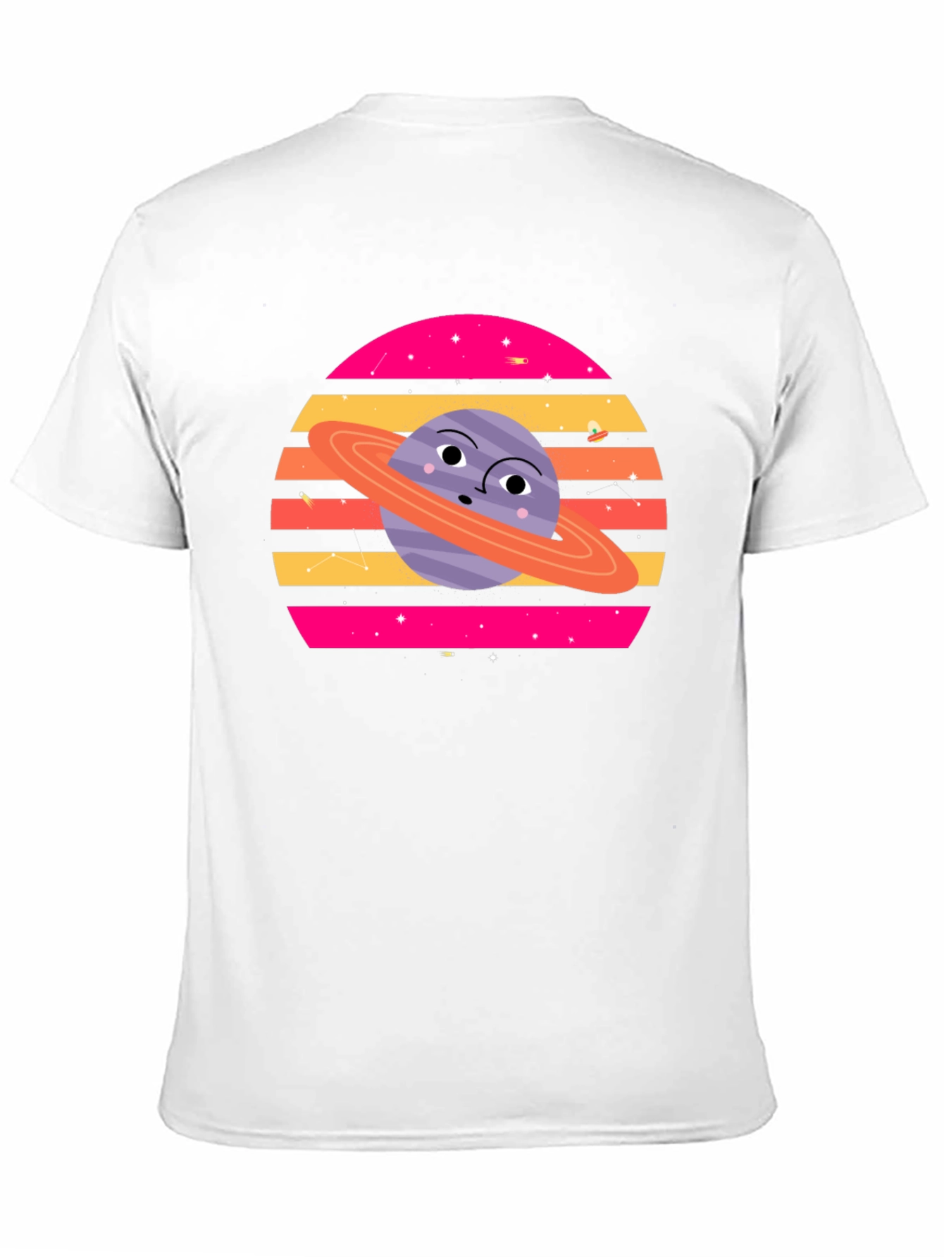 Cartoon Planet Graphic Tee - Retro Space Style