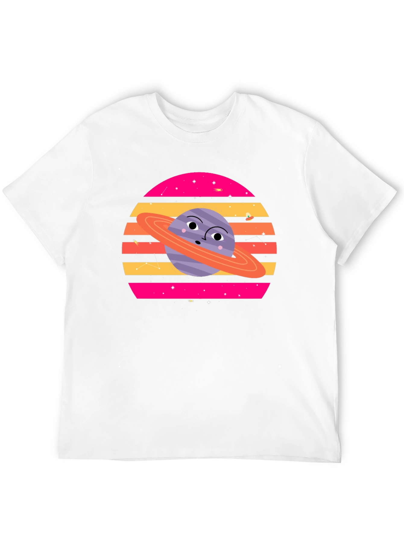 Cartoon Planet Graphic Tee - Retro Space Style