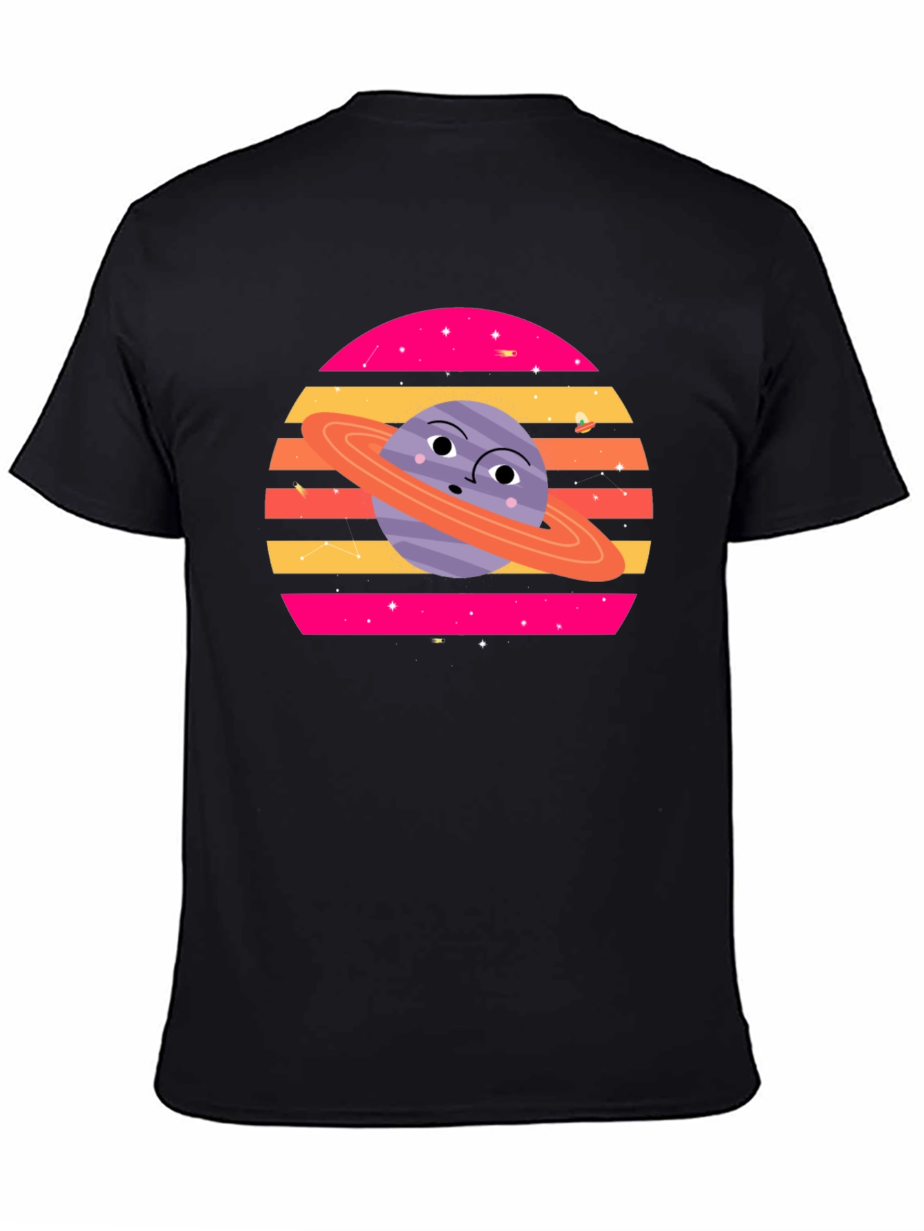 Cartoon Planet Graphic Tee - Retro Space Style
