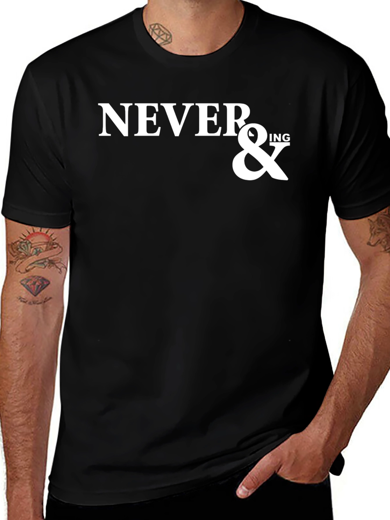 Never & Ing Black Graphic T-Shirt