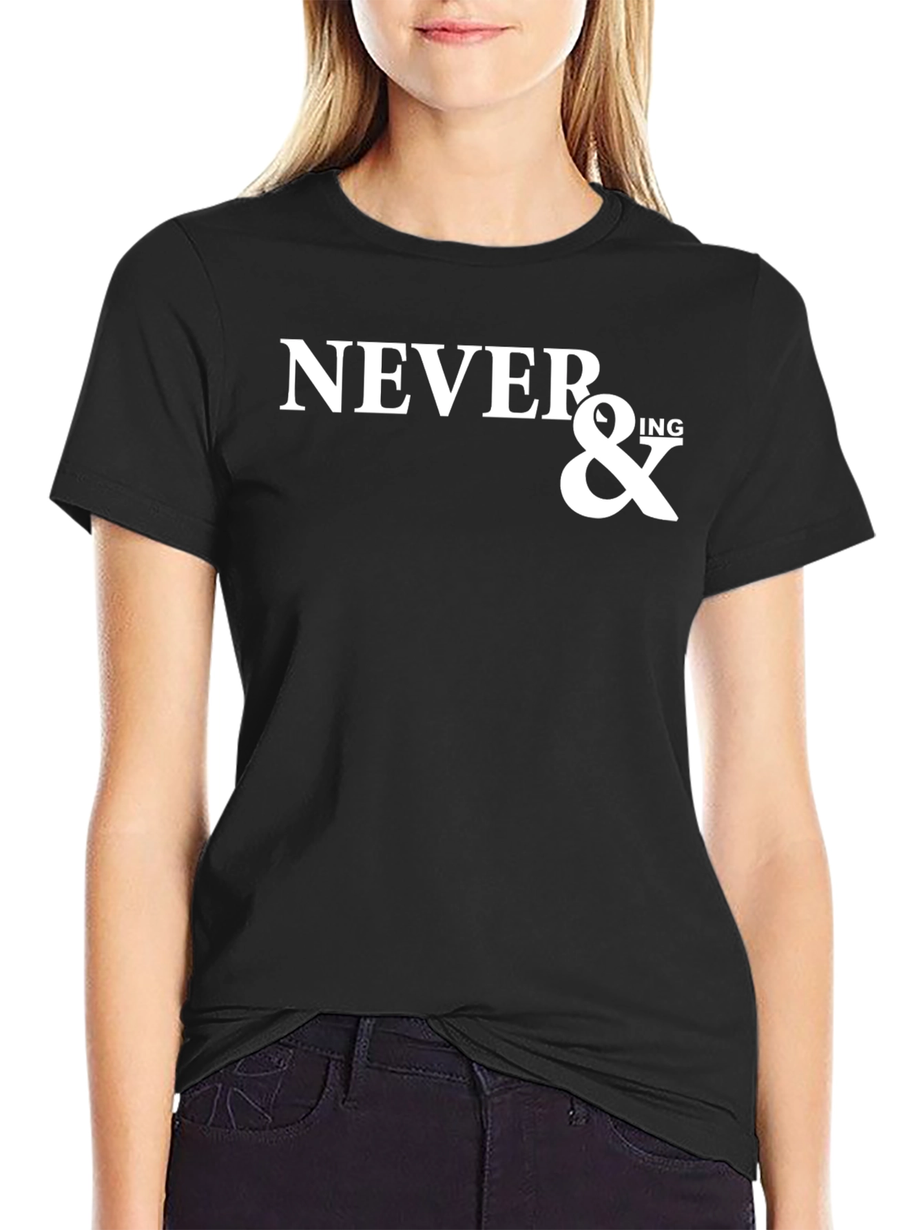 Never & Ing Black Graphic T-Shirt