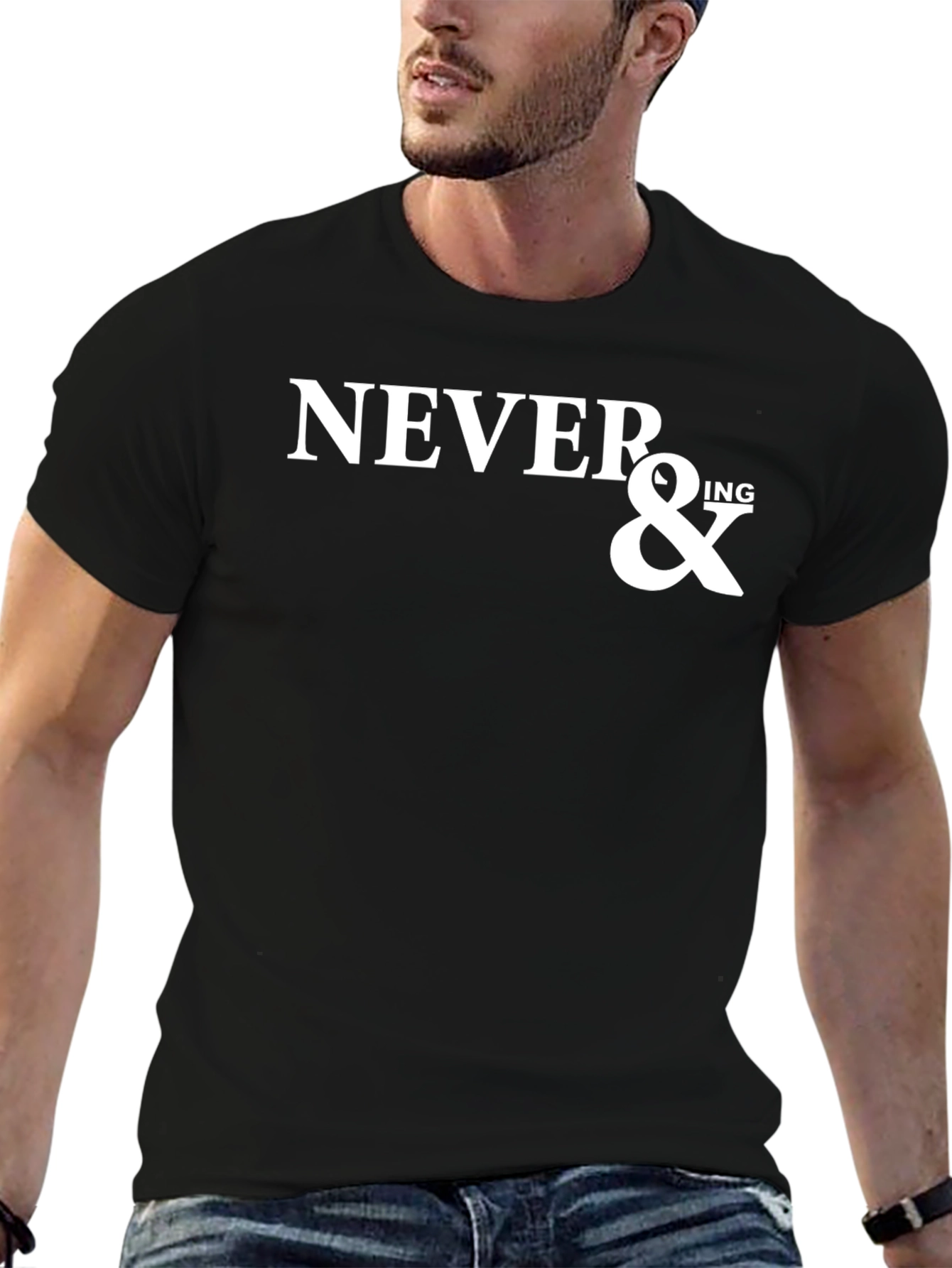 Never & Ing Black Graphic T-Shirt