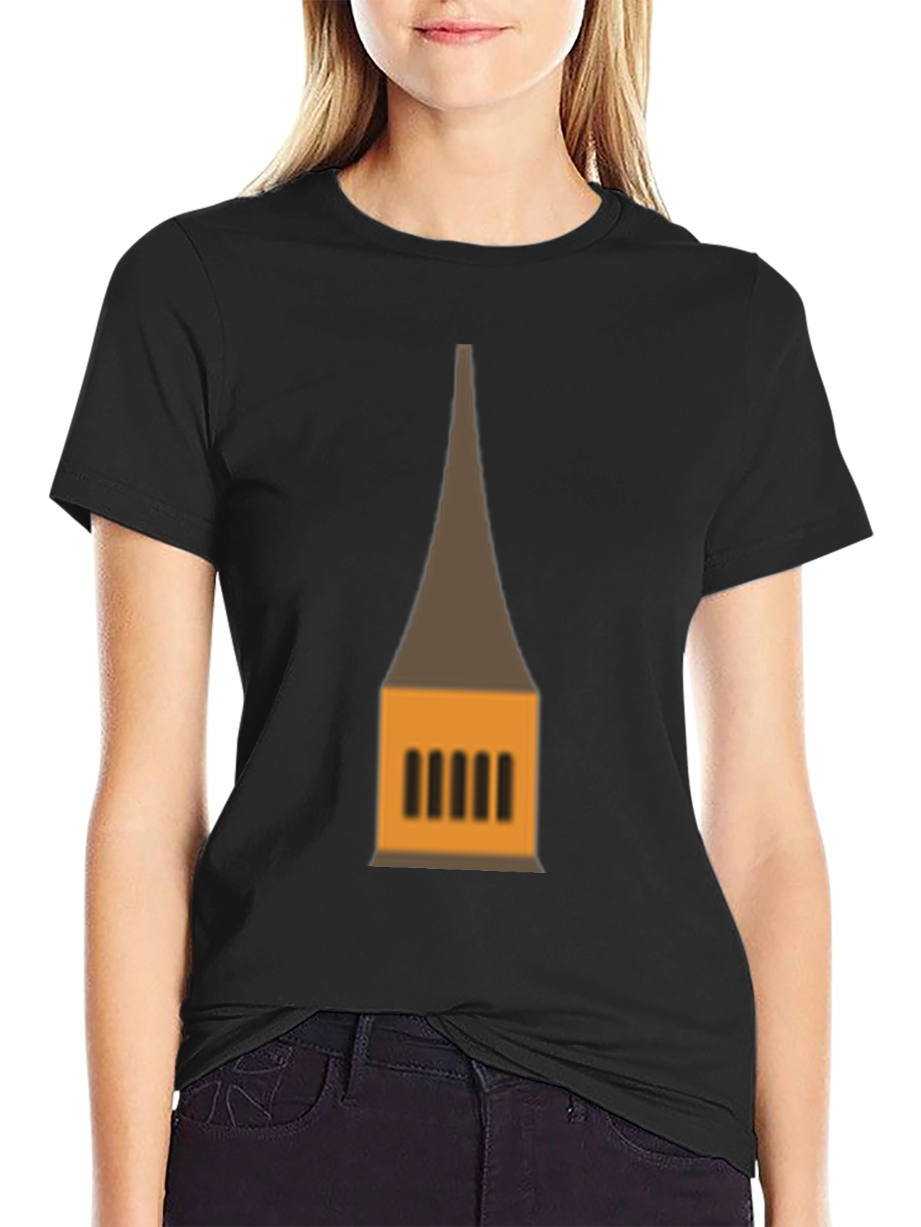 Graphic Tee: Temple Tower Design Black