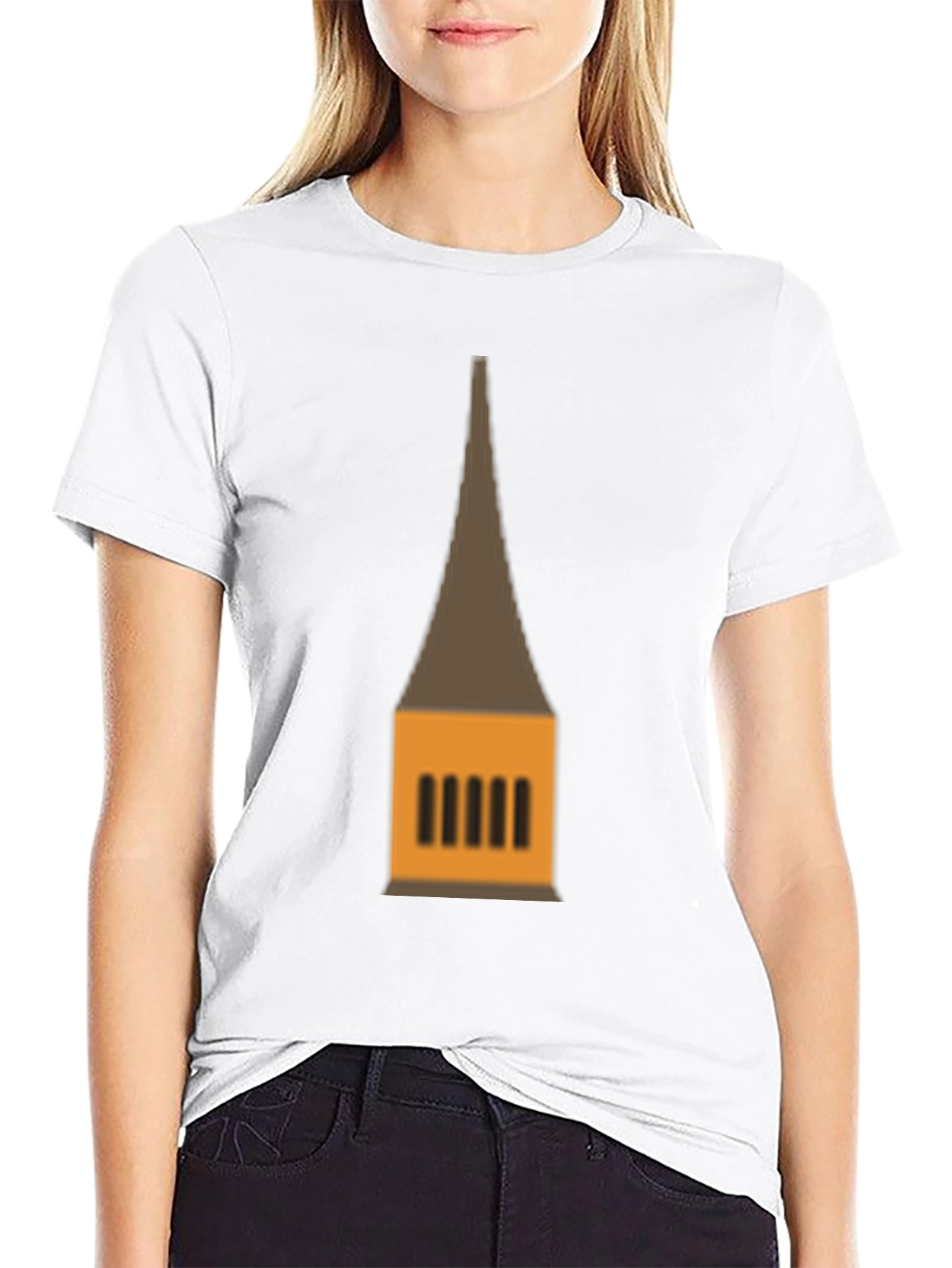 Graphic Tee: Temple Tower Design Black