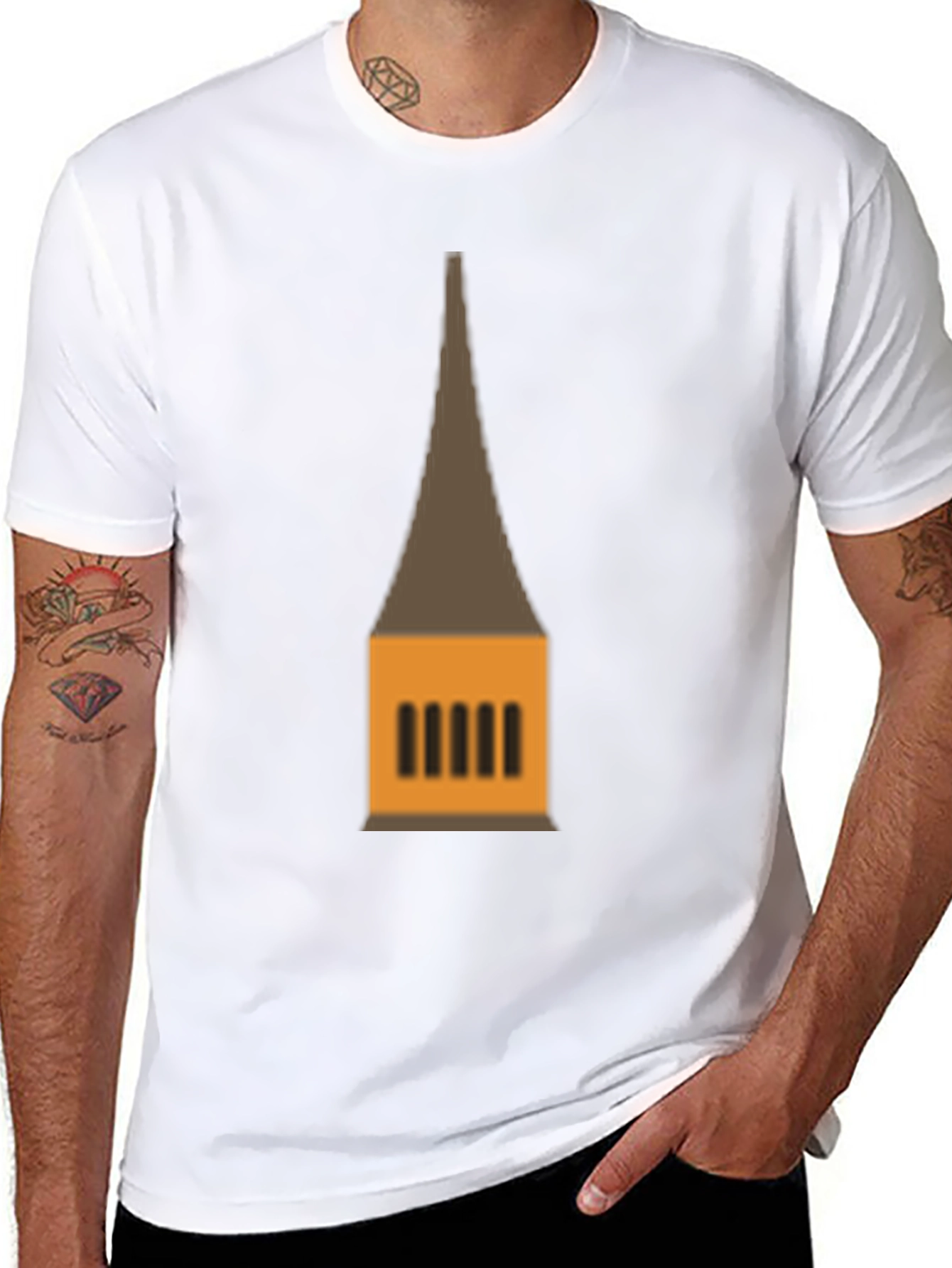 Graphic Tee: Temple Tower Design Black