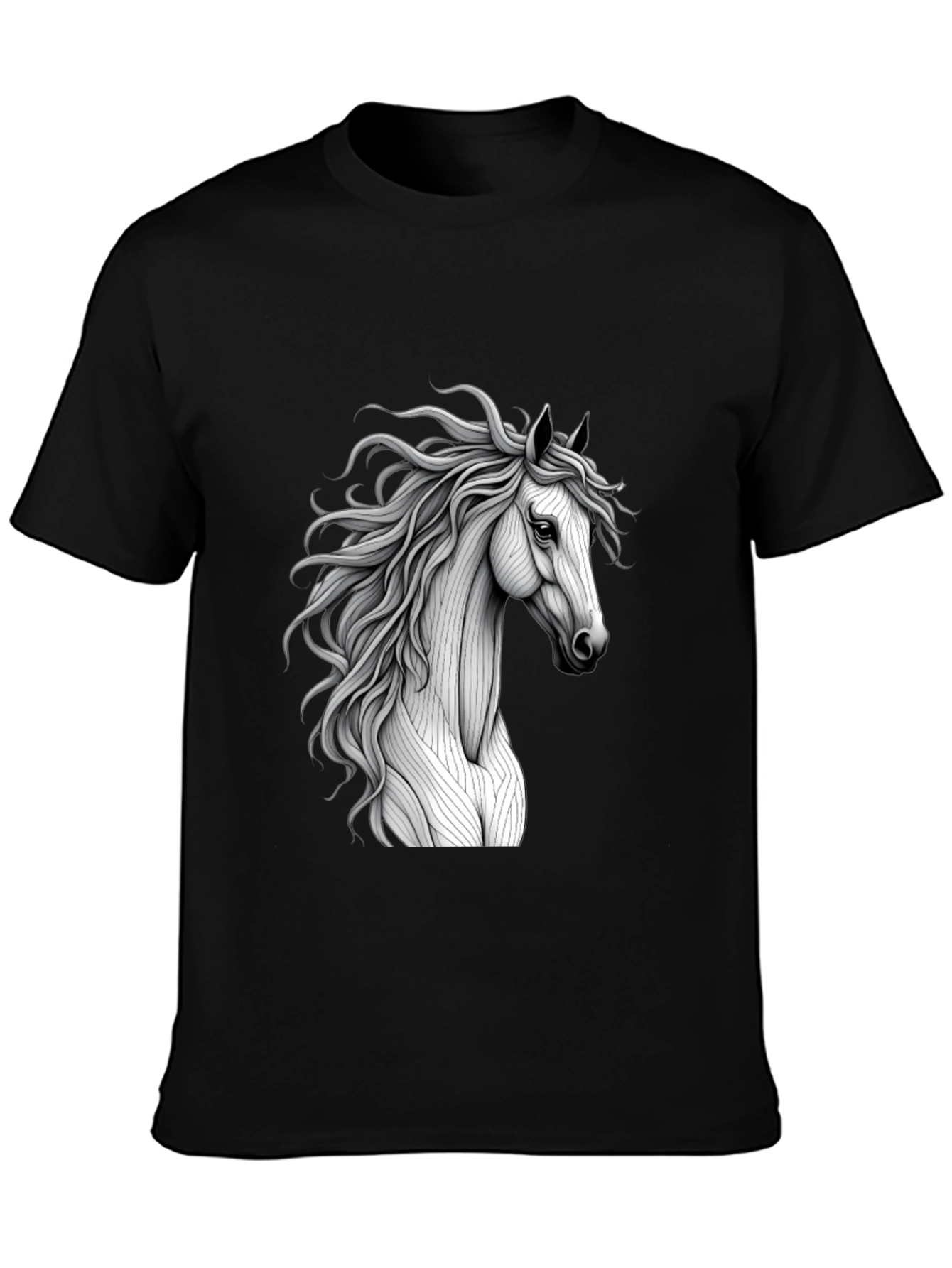 Black Horse Graphic Tee - Elegant Equestrian Style
