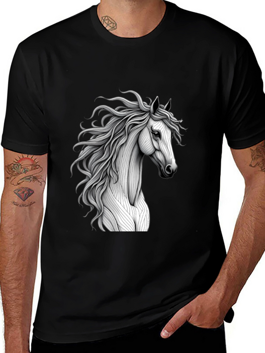 Black Horse Graphic Tee - Elegant Equestrian Style
