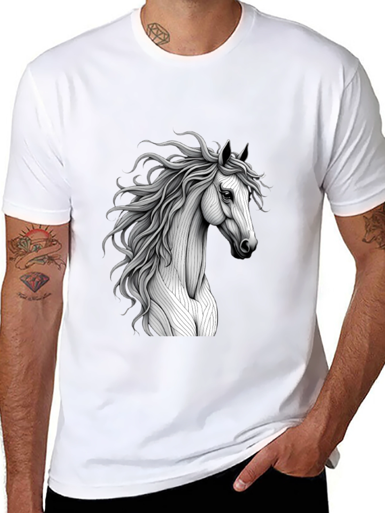 Black Horse Graphic Tee - Elegant Equestrian Style