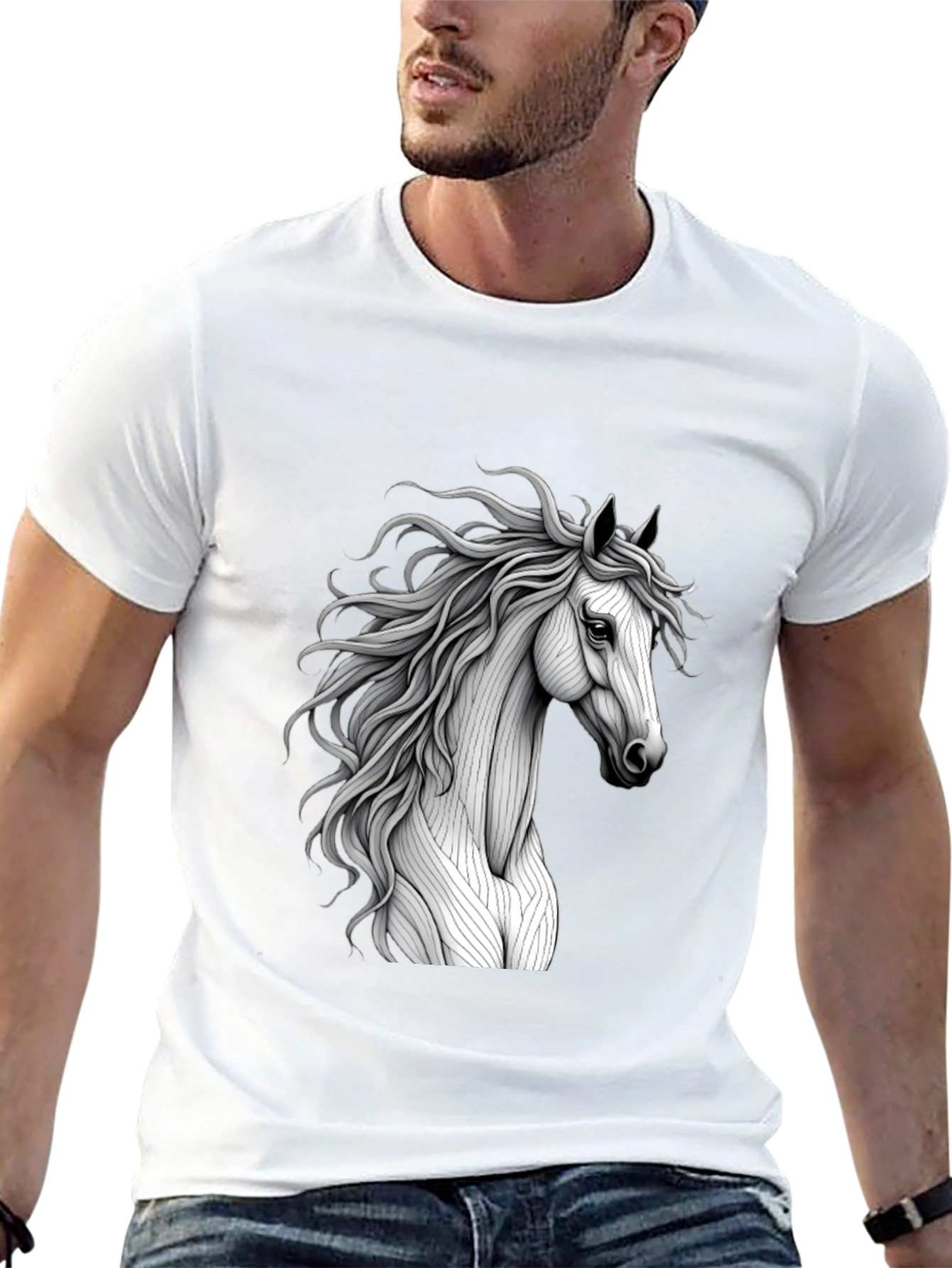 Black Horse Graphic Tee - Elegant Equestrian Style