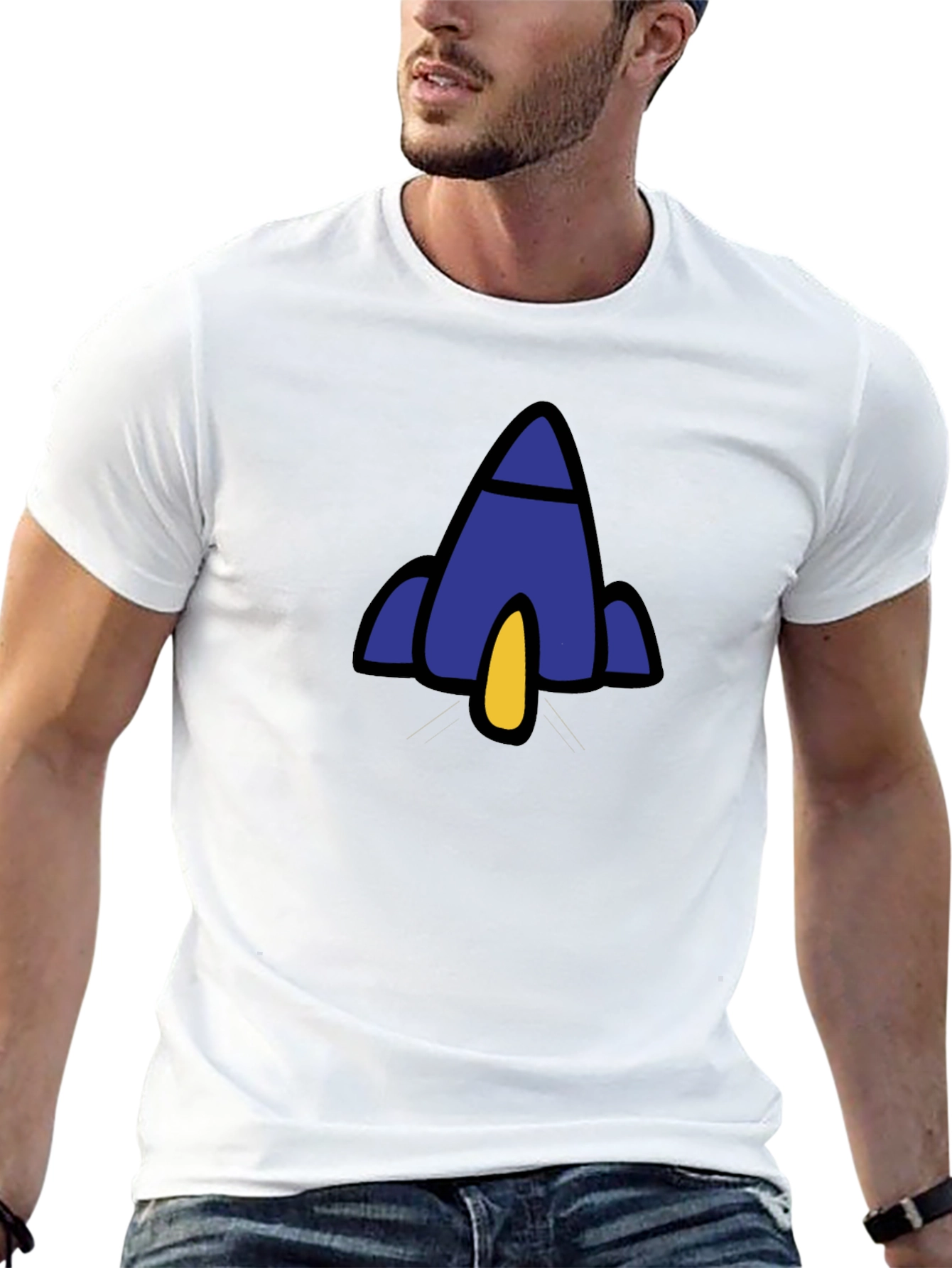 Rocket Graphic Black T-Shirt - Soft Cotton Blend