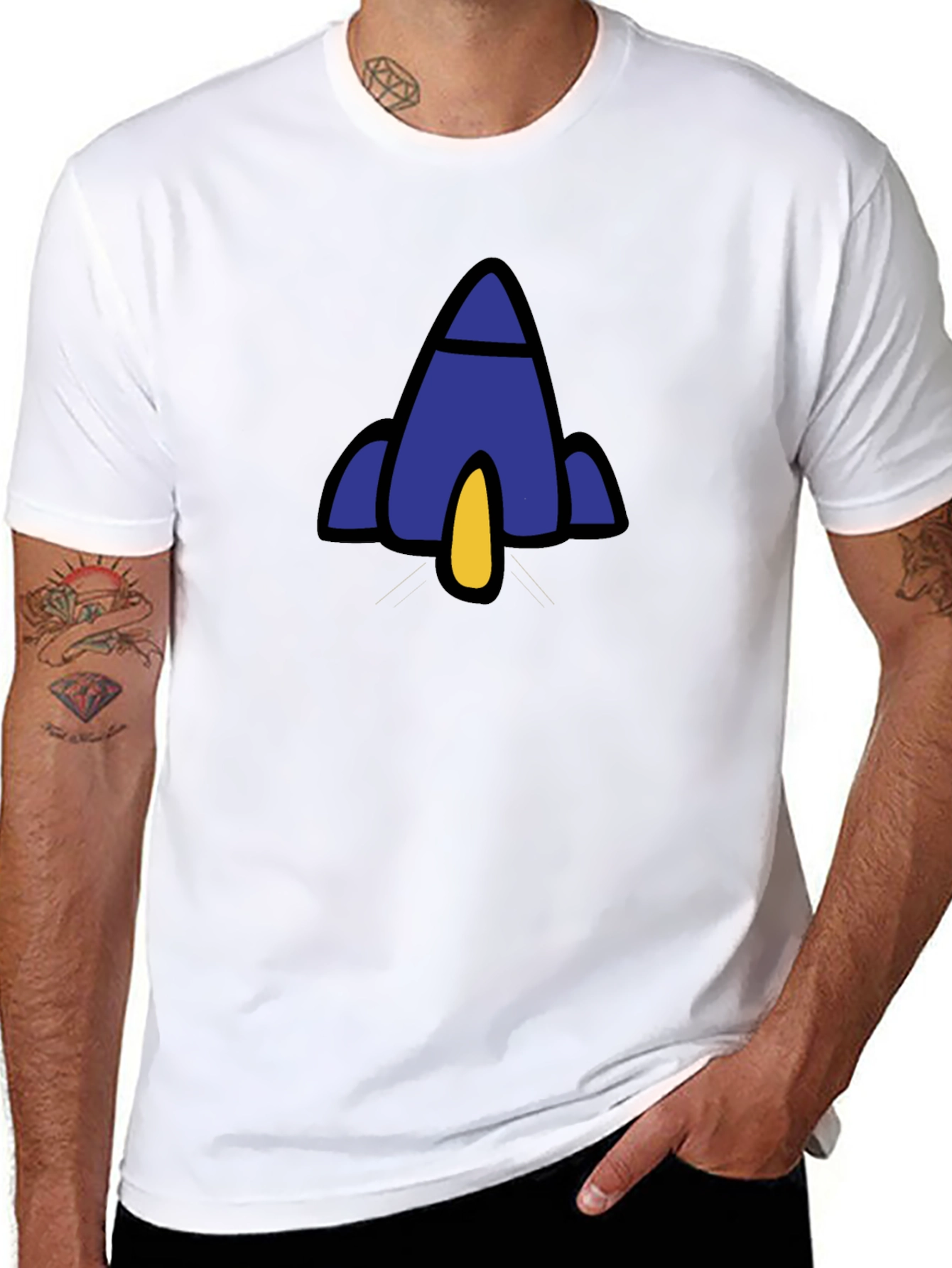 Rocket Graphic Black T-Shirt - Soft Cotton Blend