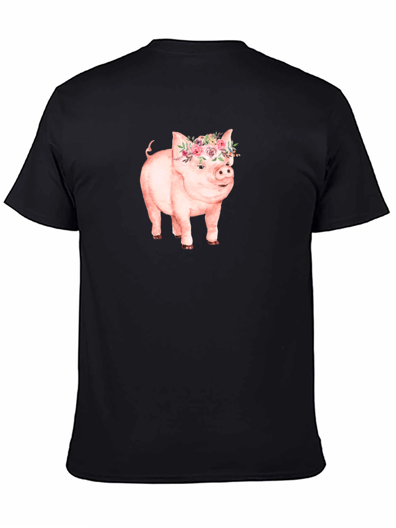 Pig with Floral Crown Graphic Tee