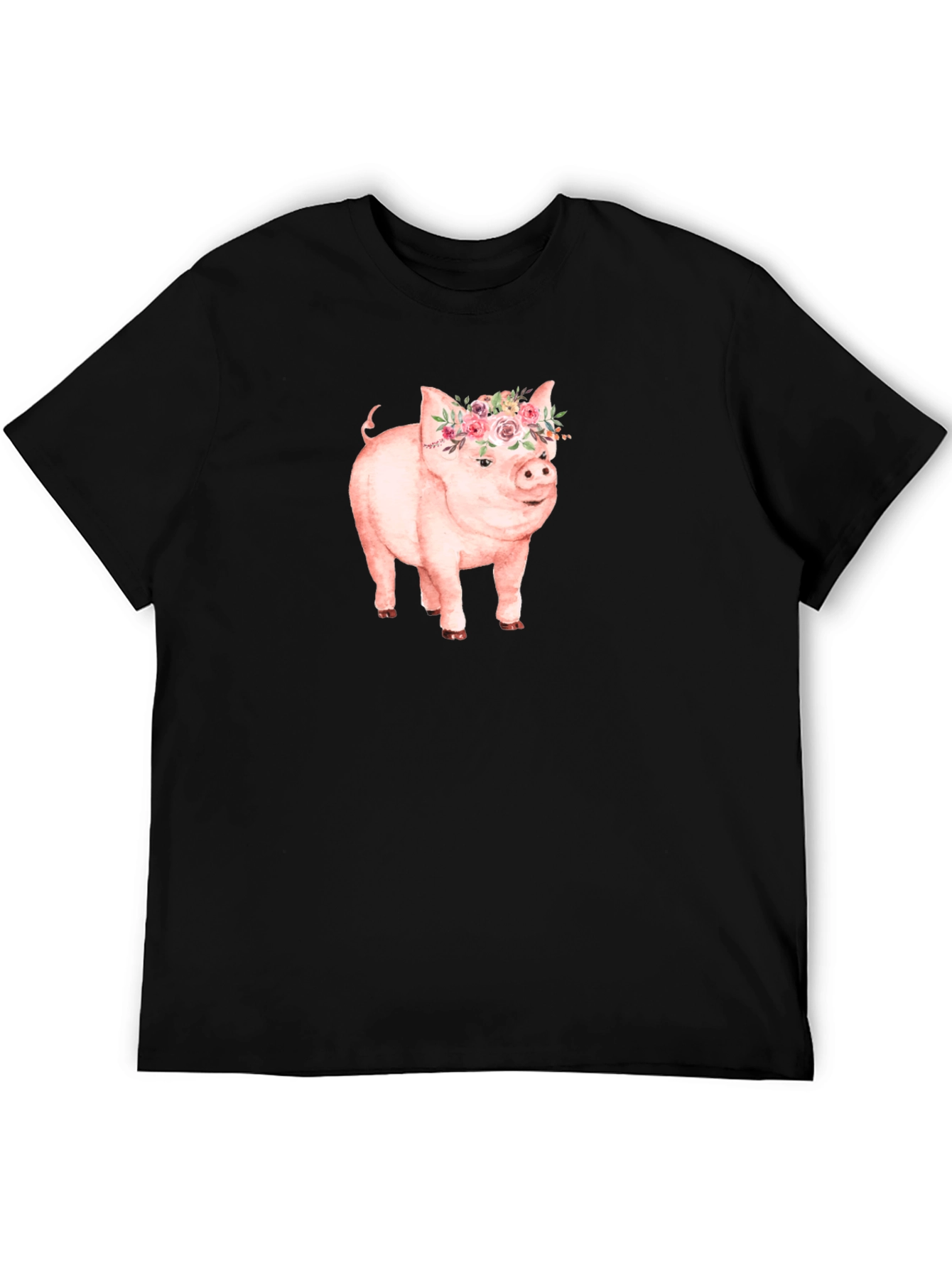 Pig with Floral Crown Graphic Tee