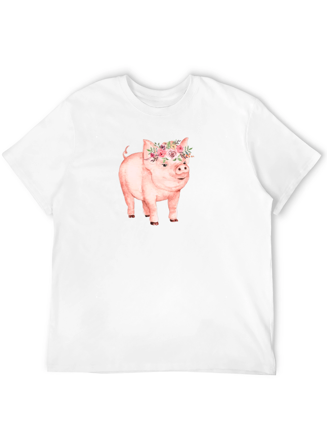 Pig with Floral Crown Graphic Tee