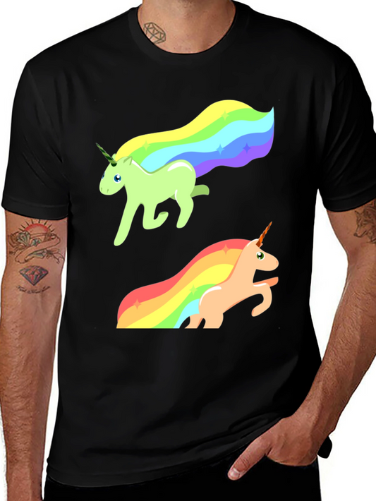 Rainbow Unicorn Graphic Tee - Black Cotton Blend