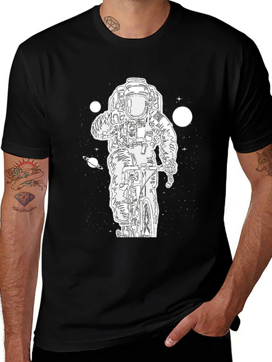 Astronaut Biker Graphic Tee - Black
