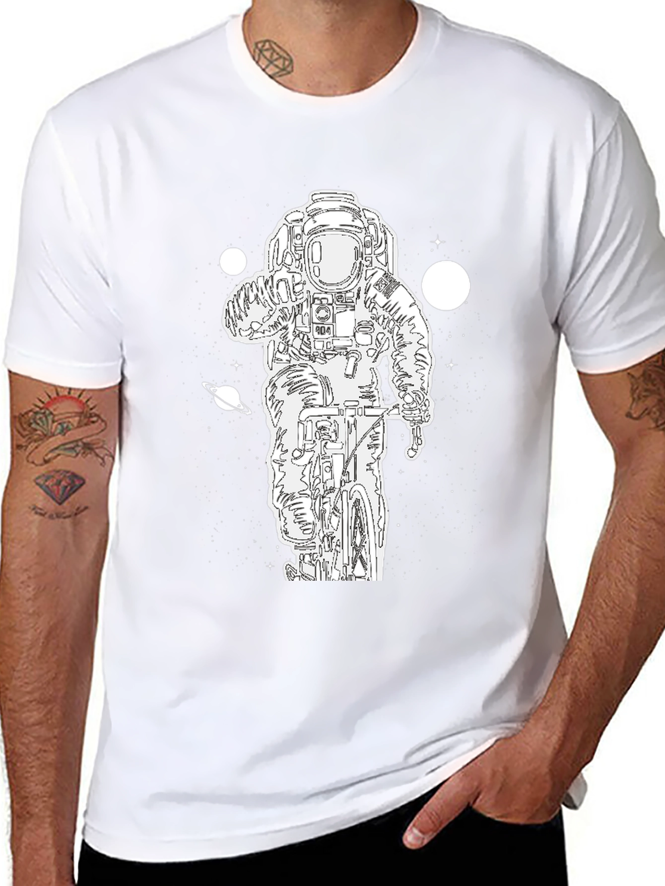 Astronaut Biker Graphic Tee - Black
