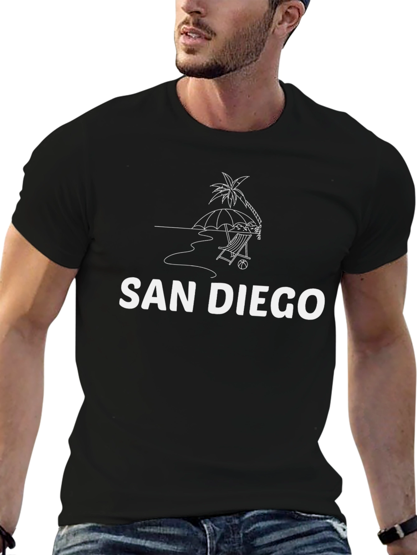 San Diego Beach Graphic T-Shirt - Black