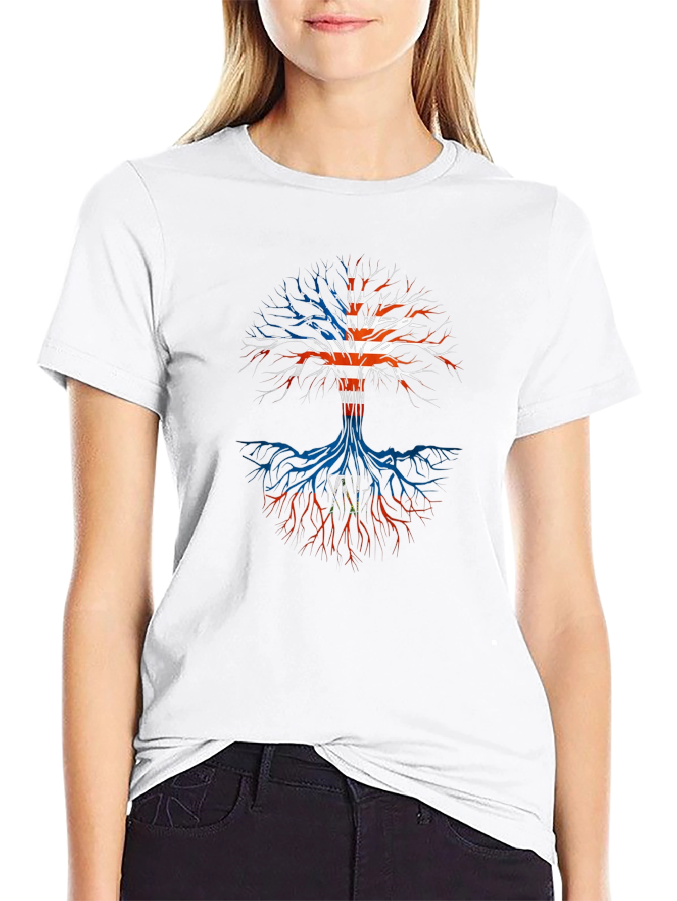 USA Flag Tree T-Shirt - Patriotic Roots Design