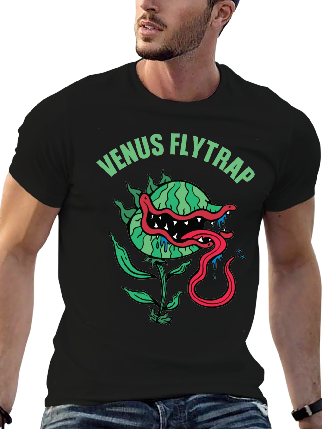 Venus Flytrap Graphic Tee - Mens Black T-Shirt