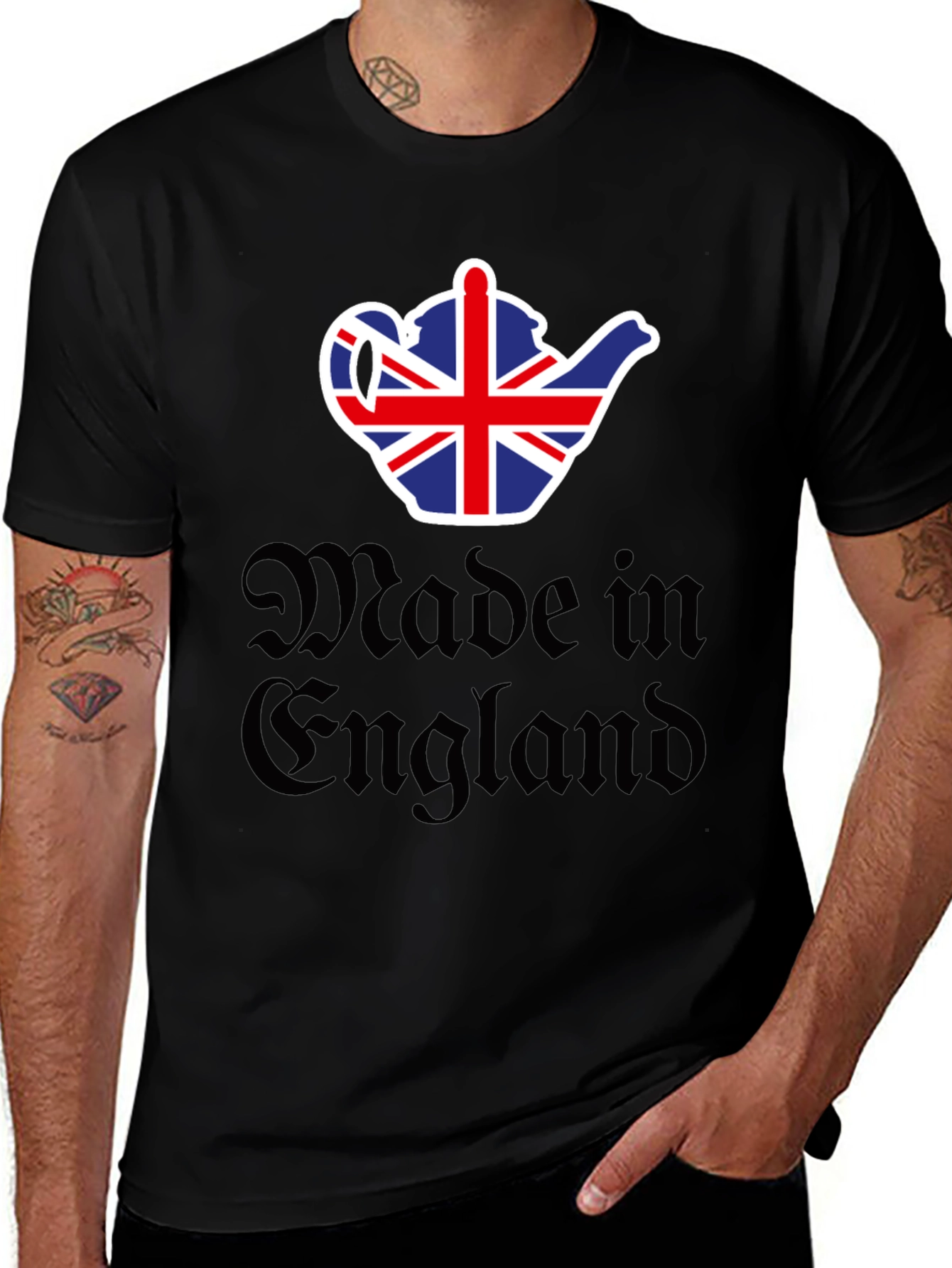 Made in England UK Flag Teapot Graphic T-Shirt
